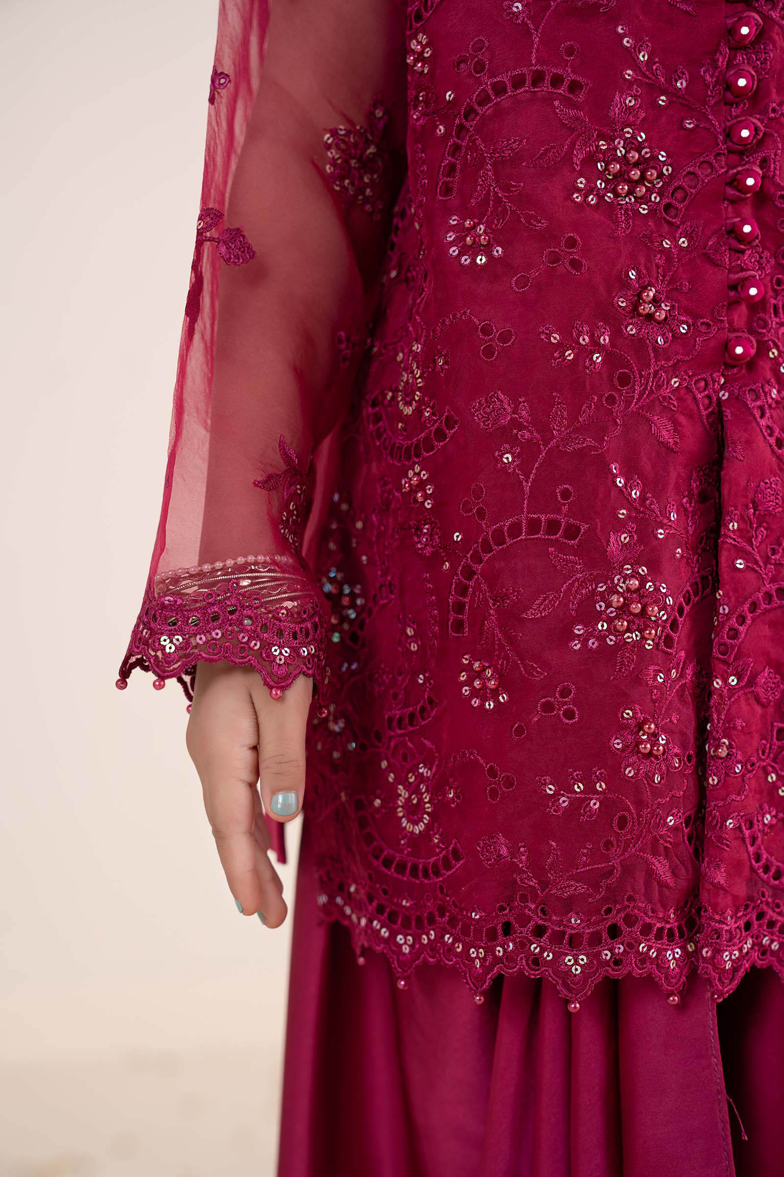 2 Piece Embroidered Organza Suit