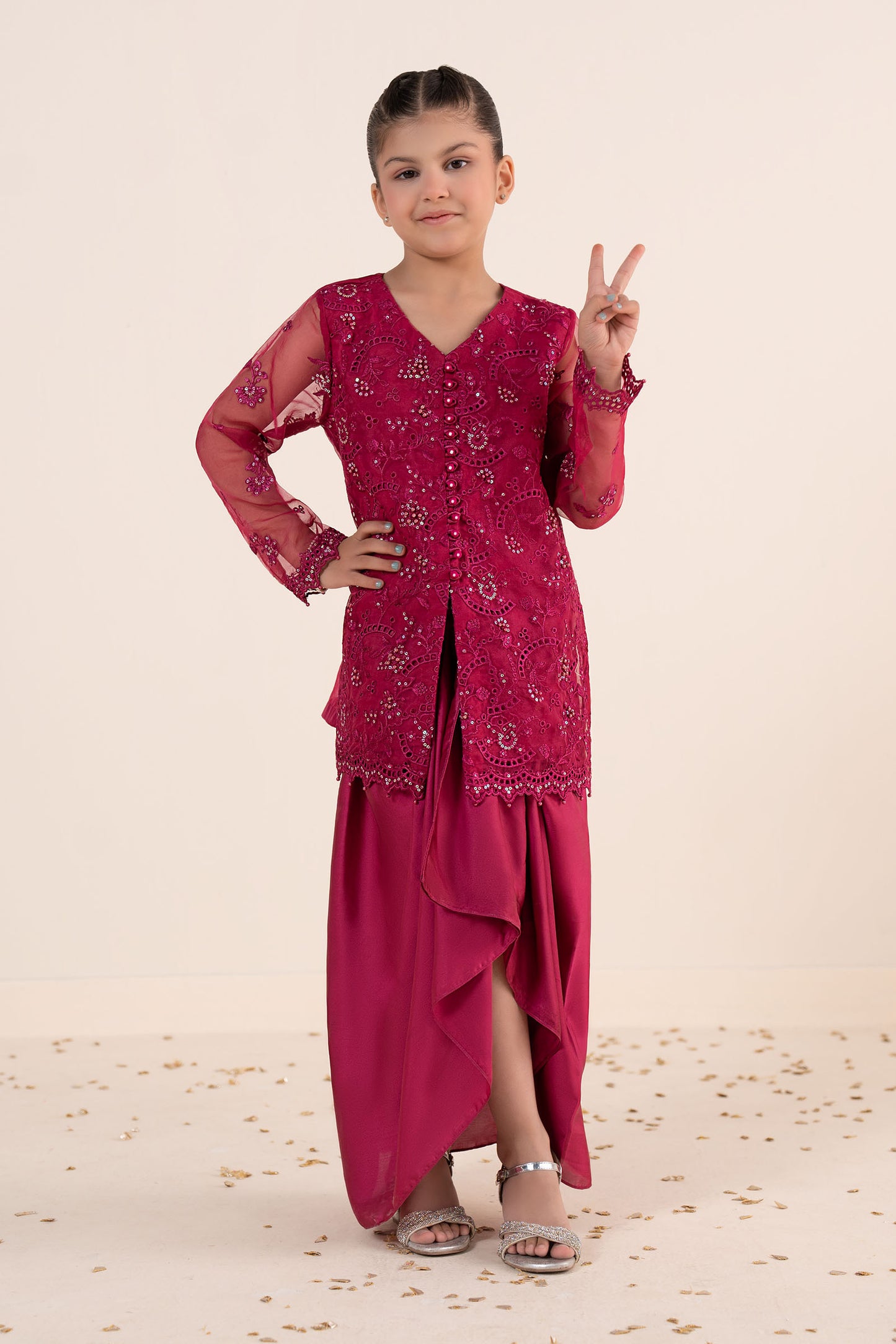 2 Piece Embroidered Organza Suit