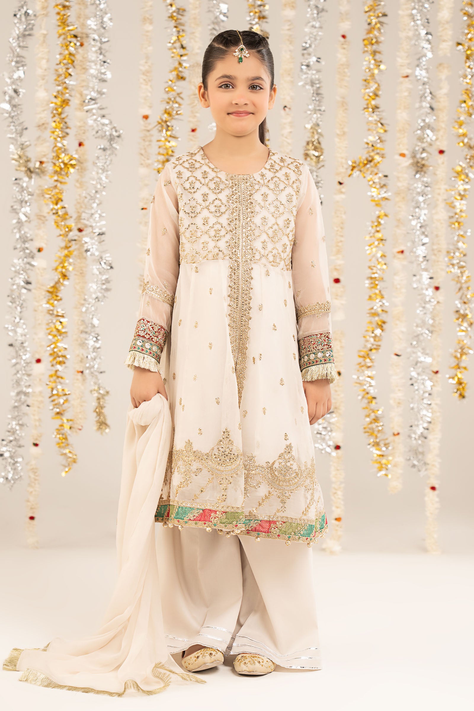 2 Piece Embroidered Organza Suit