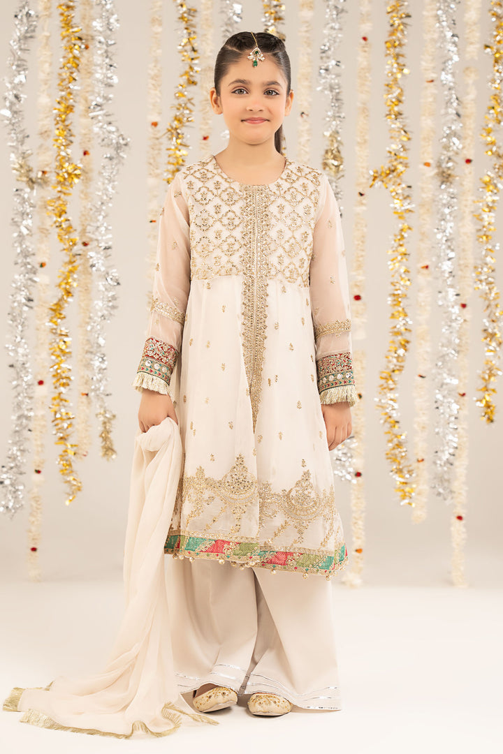 2 Piece Embroidered Organza Suit All Products MKS07R1-023-WHT