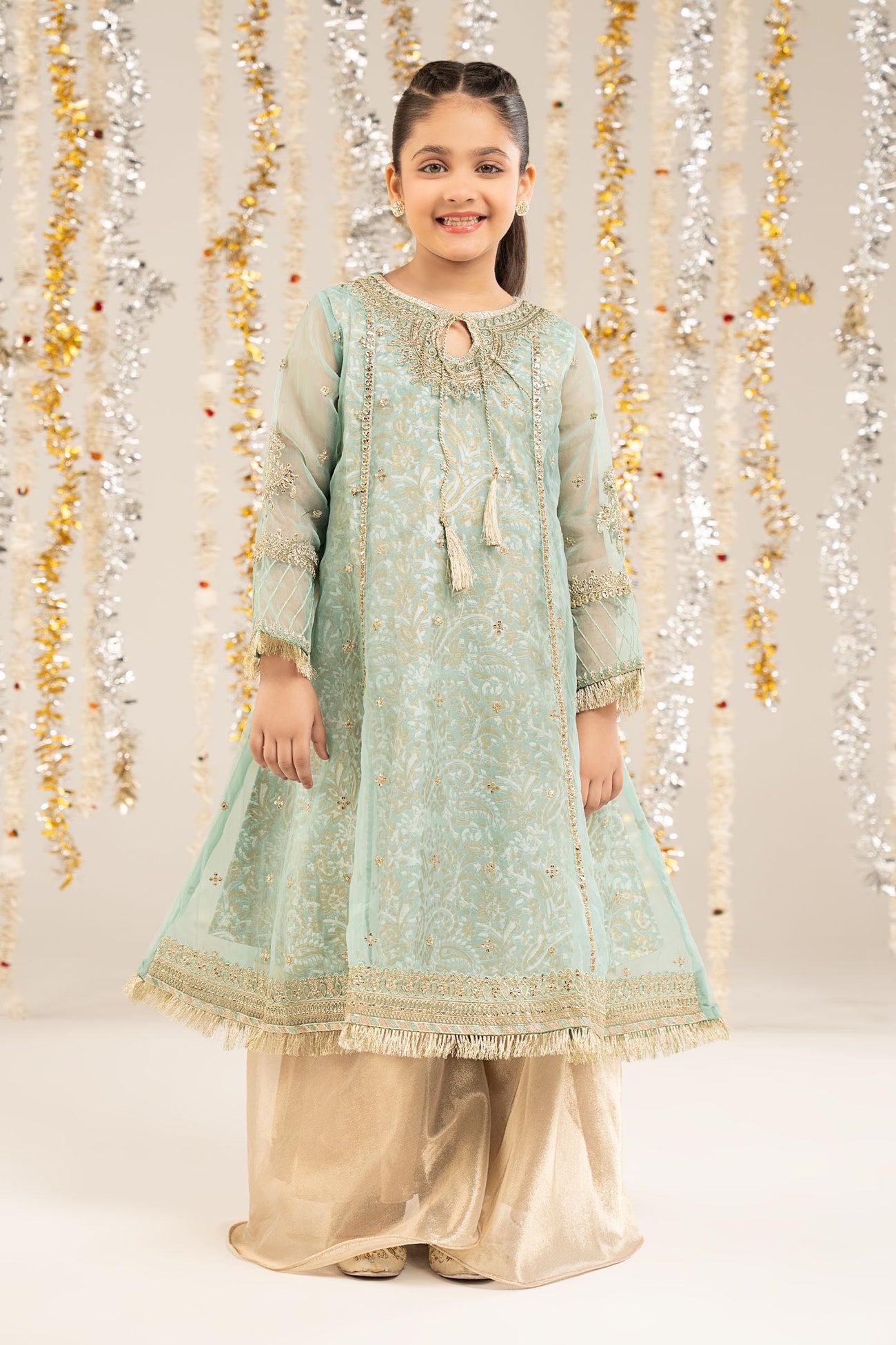 2 Piece Embroidered Organza Suit