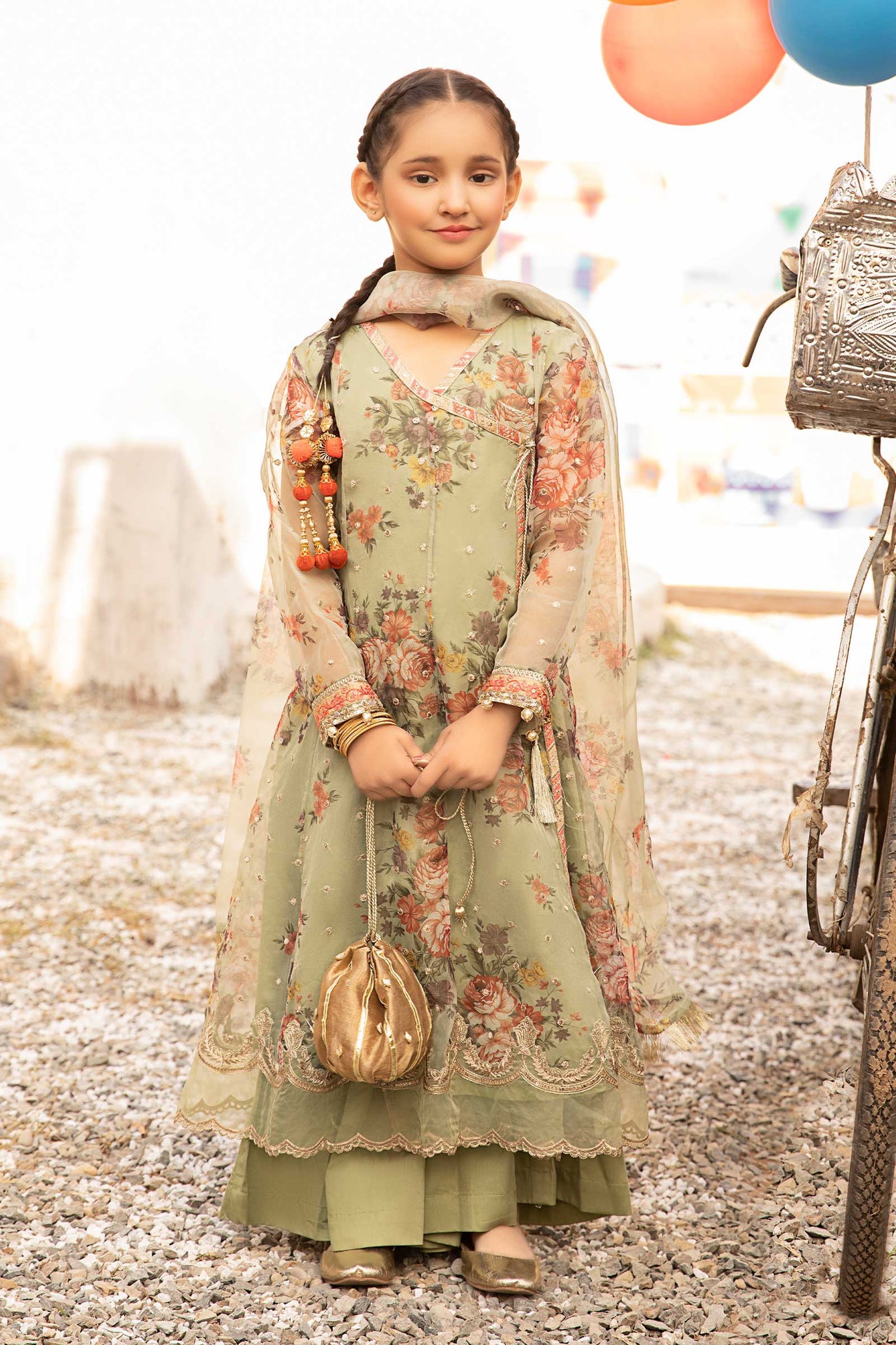 3 Piece Embroidered Organza Suit