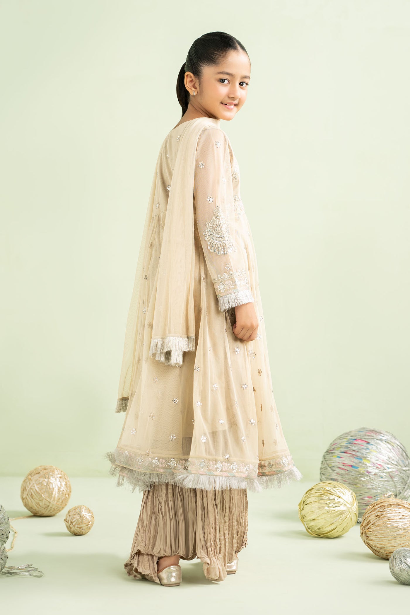 2 Piece Embroidered Net Suit