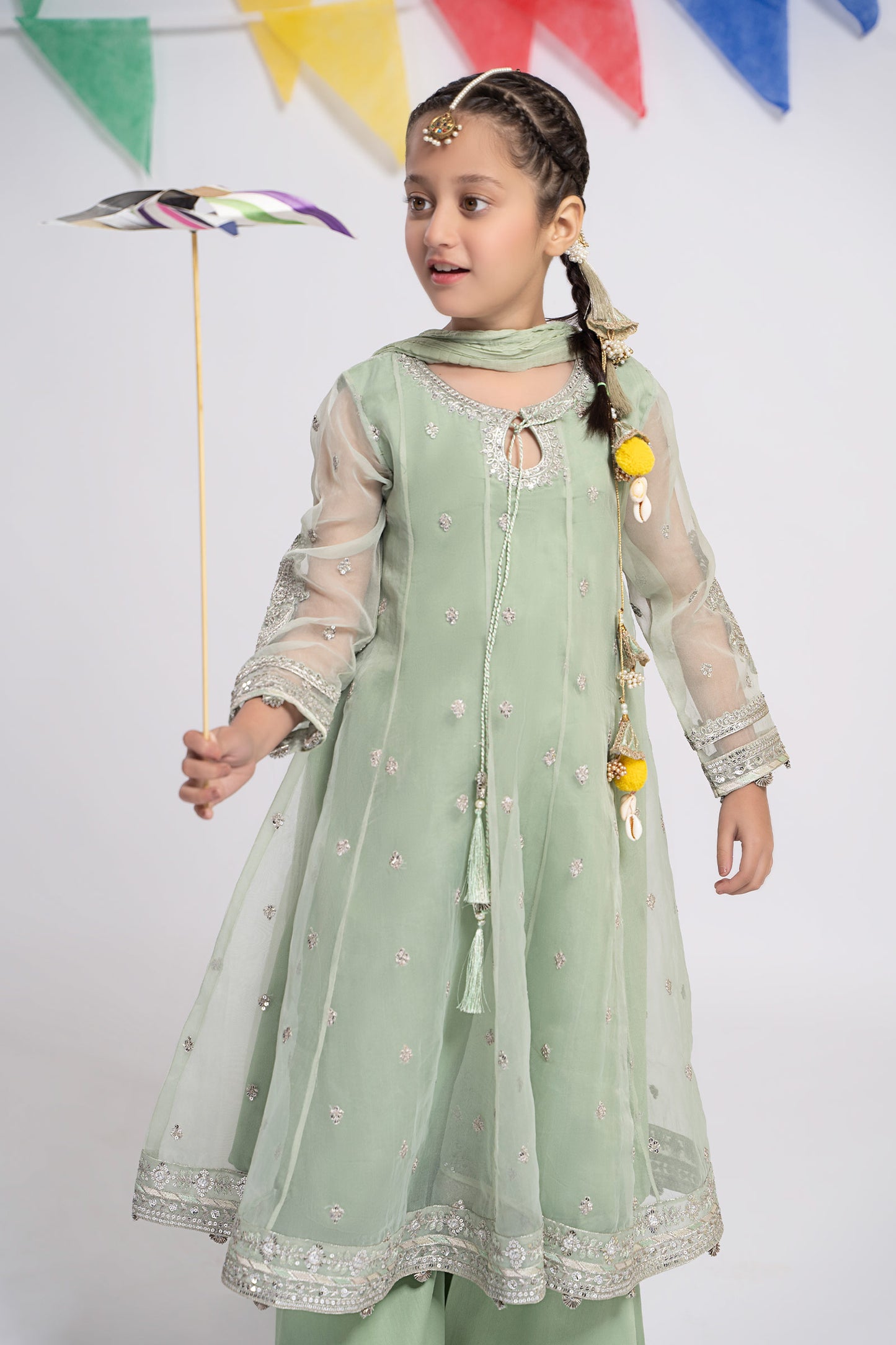 3 Piece Embroidered Organza Suit
