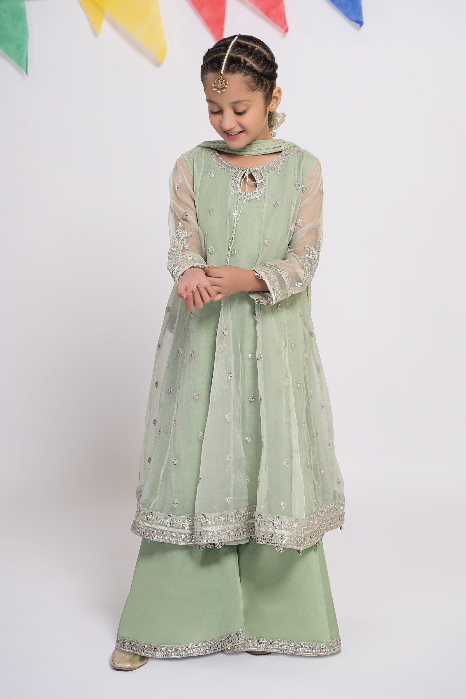 3 Piece Embroidered Organza Suit