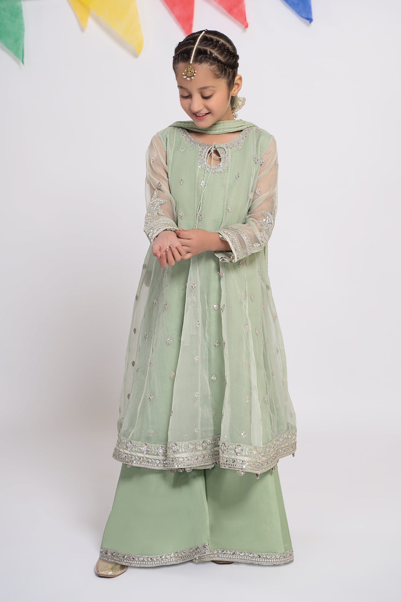 3 Piece Embroidered Organza Suit