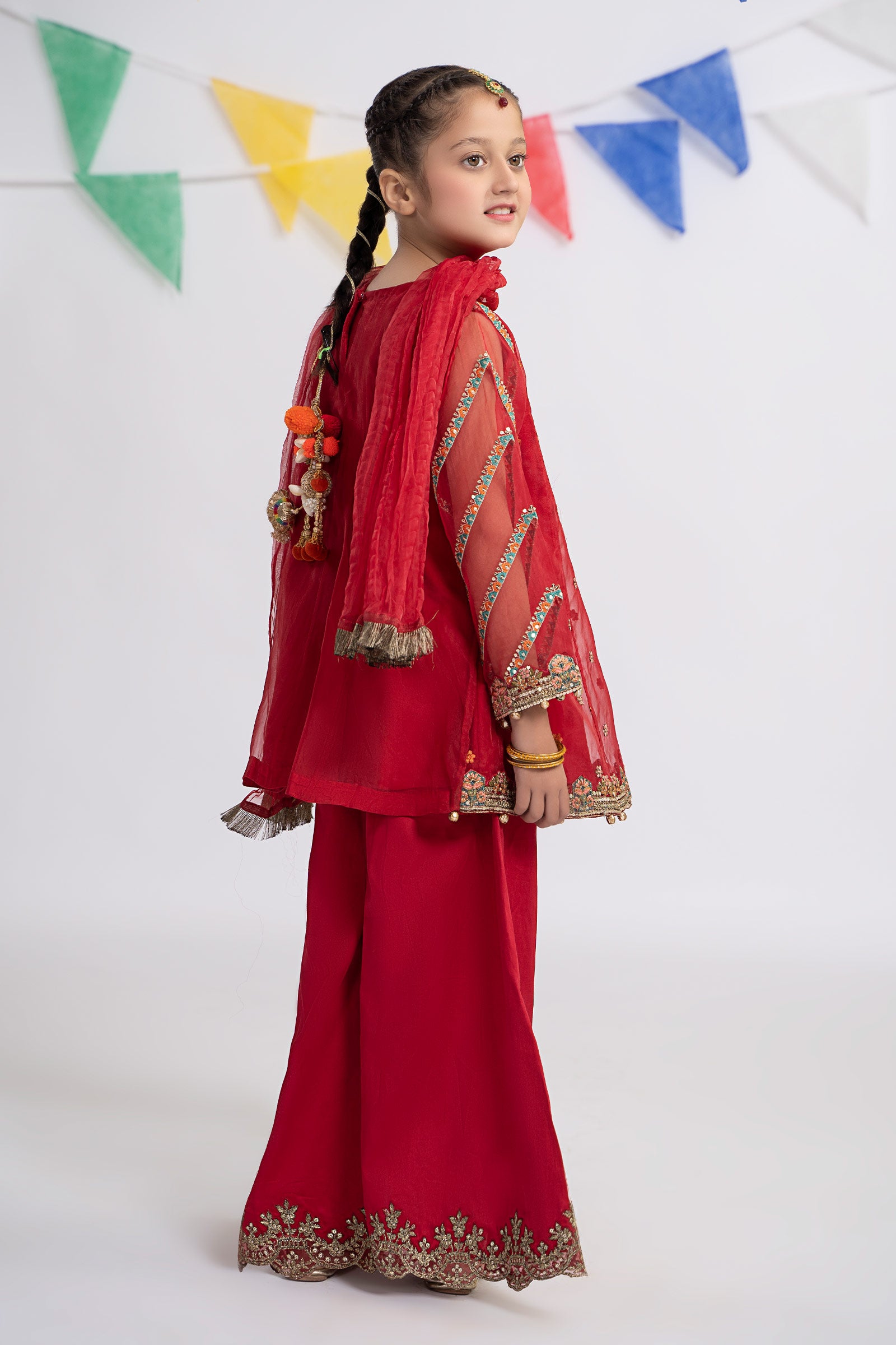 3 Piece Embroidered Organza Suit