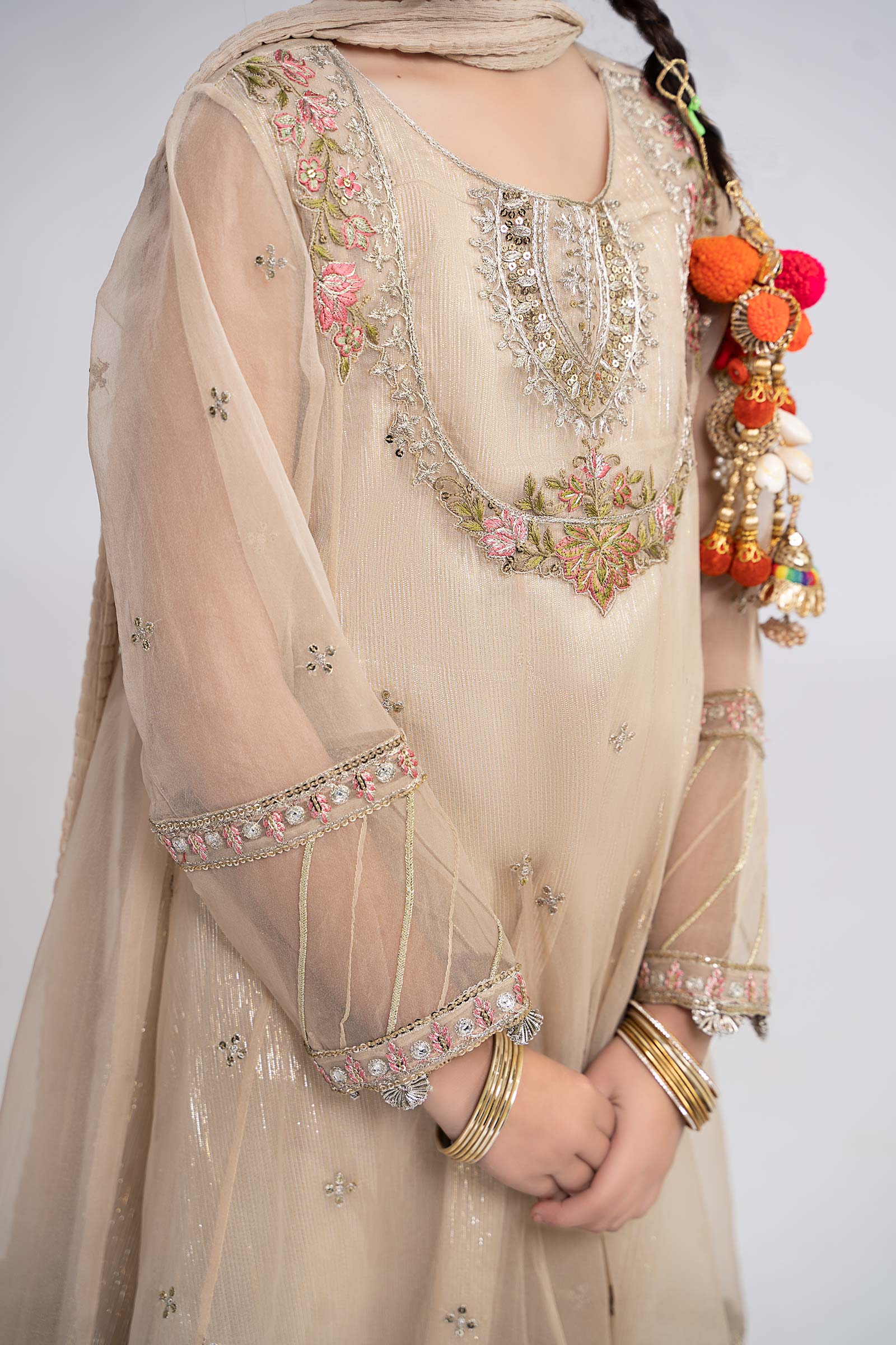 3 Piece Embroidered Organza Suit