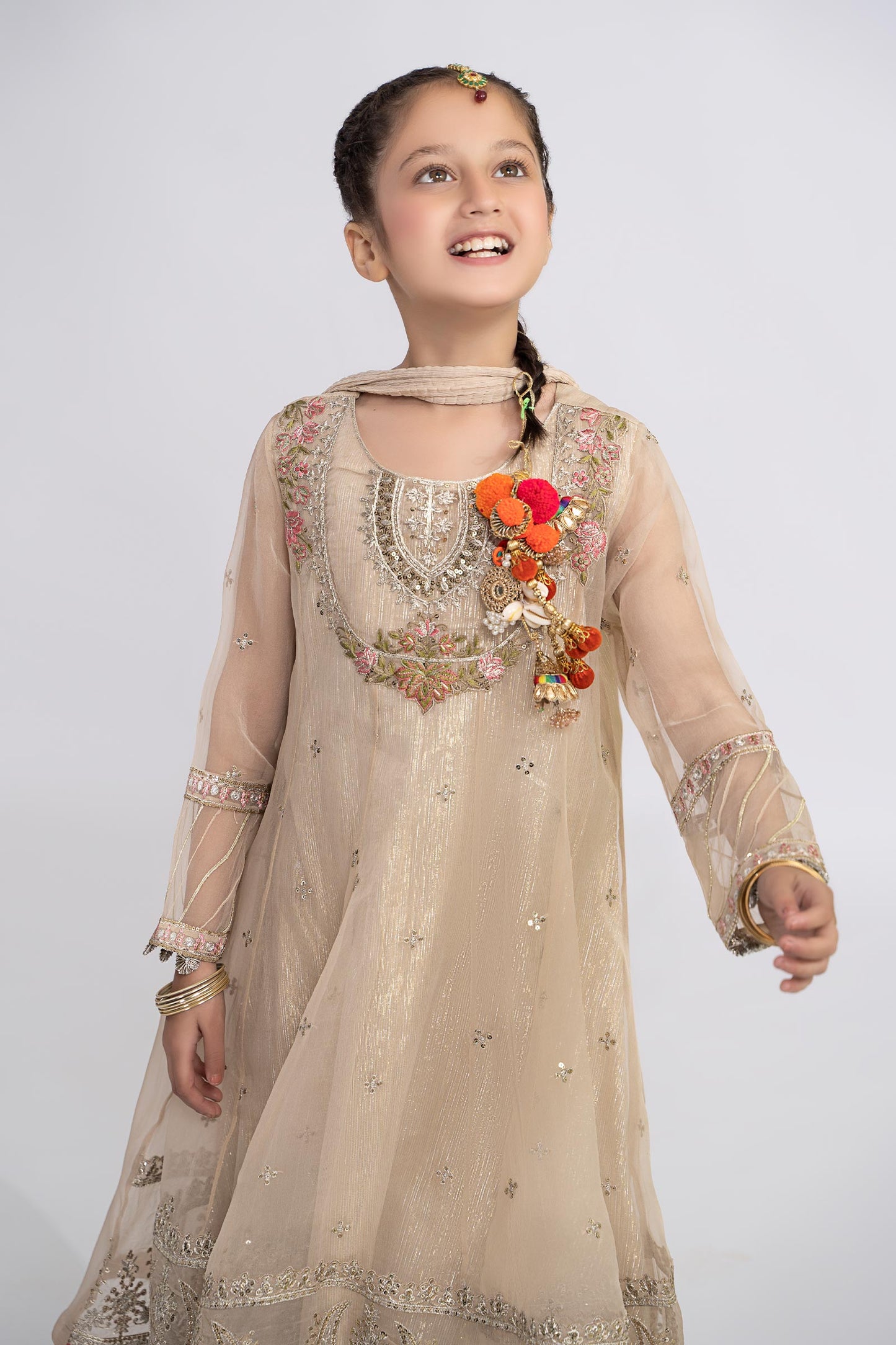 3 Piece Embroidered Organza Suit