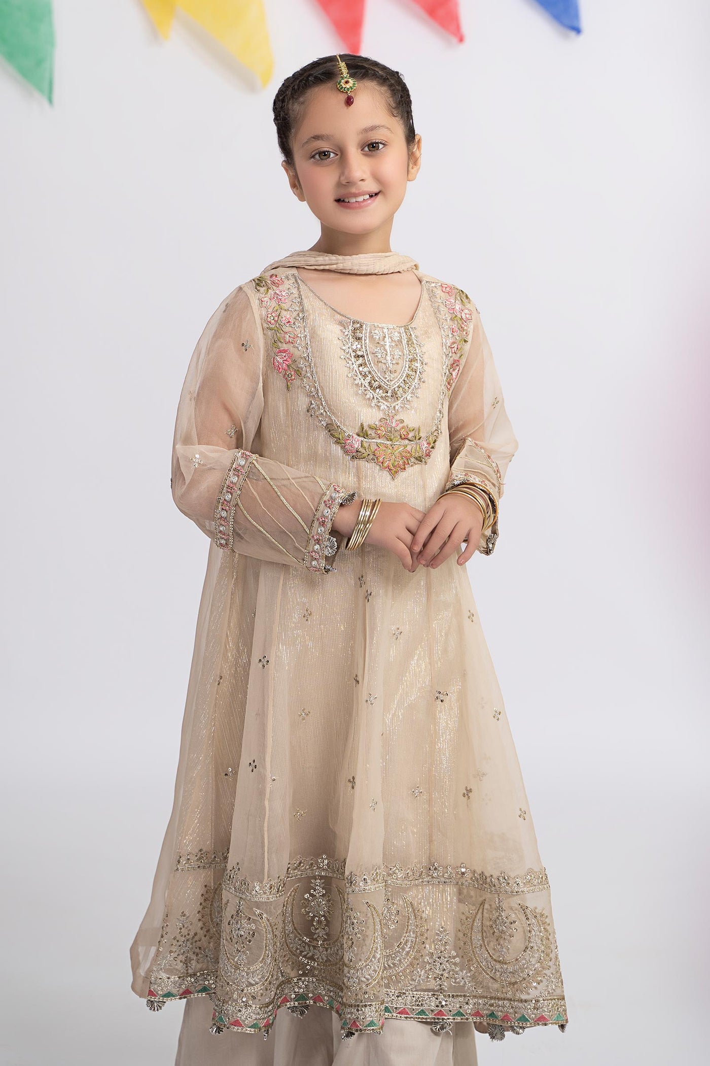 3 PIECE EMBROIDERED ORGANZA SUIT | MKS-EF24-26