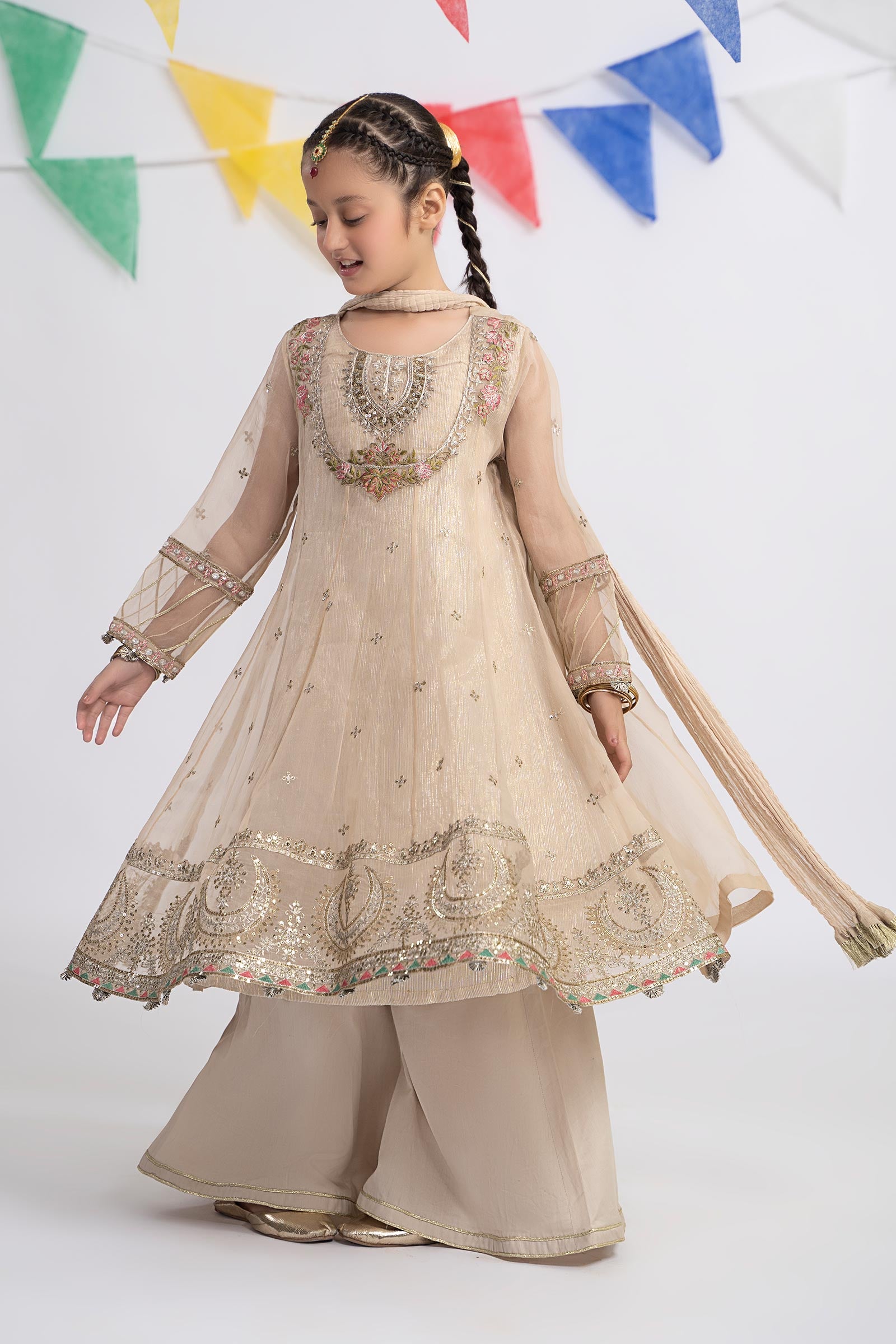 3 Piece Embroidered Organza Suit
