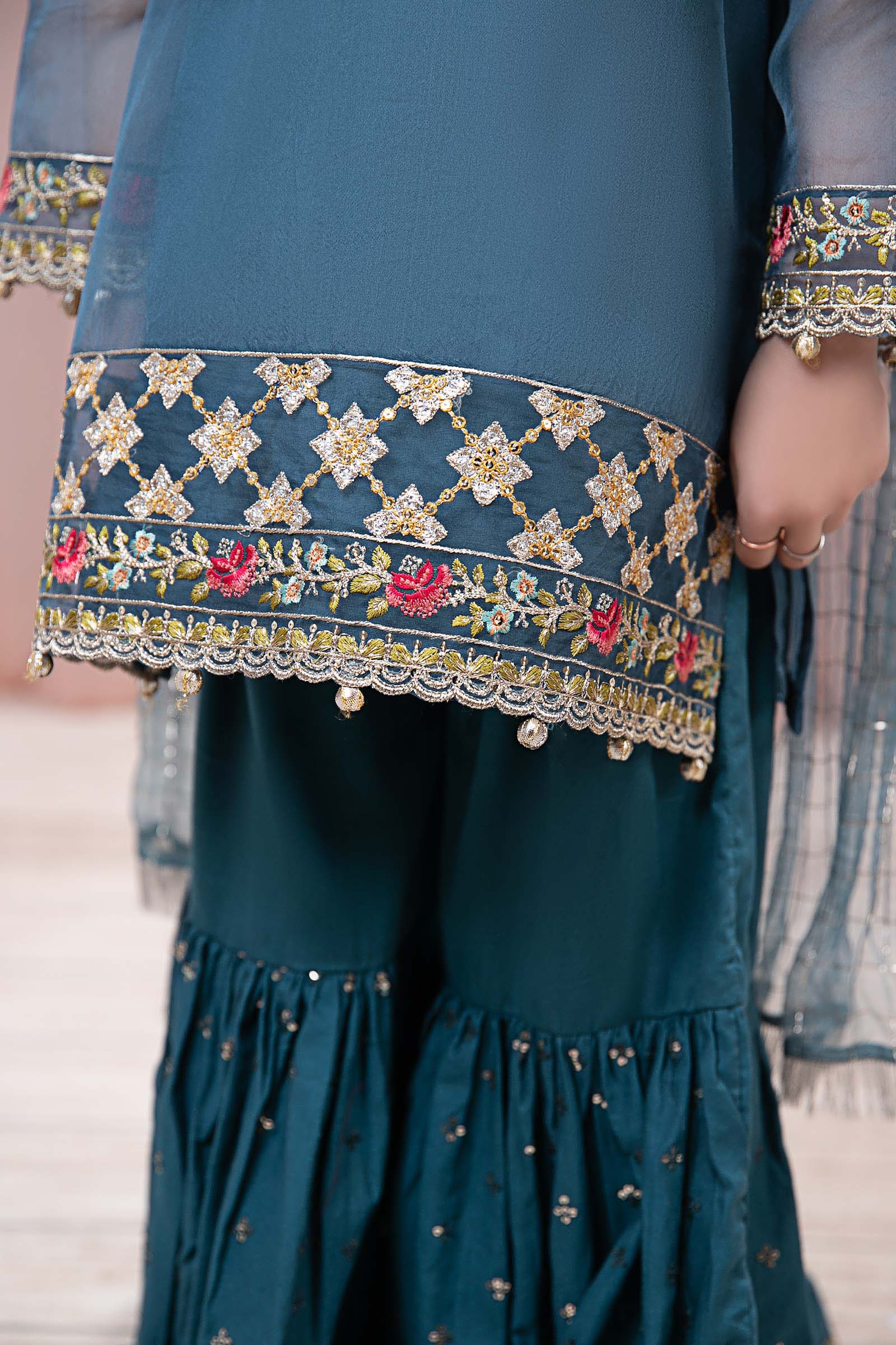 3 Piece Embroidered Organza Suit