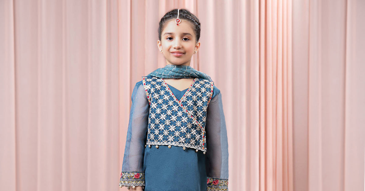 3 Piece Embroidered Organza Suit
