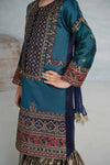 3 Piece Embroidered Raw Silk Suit