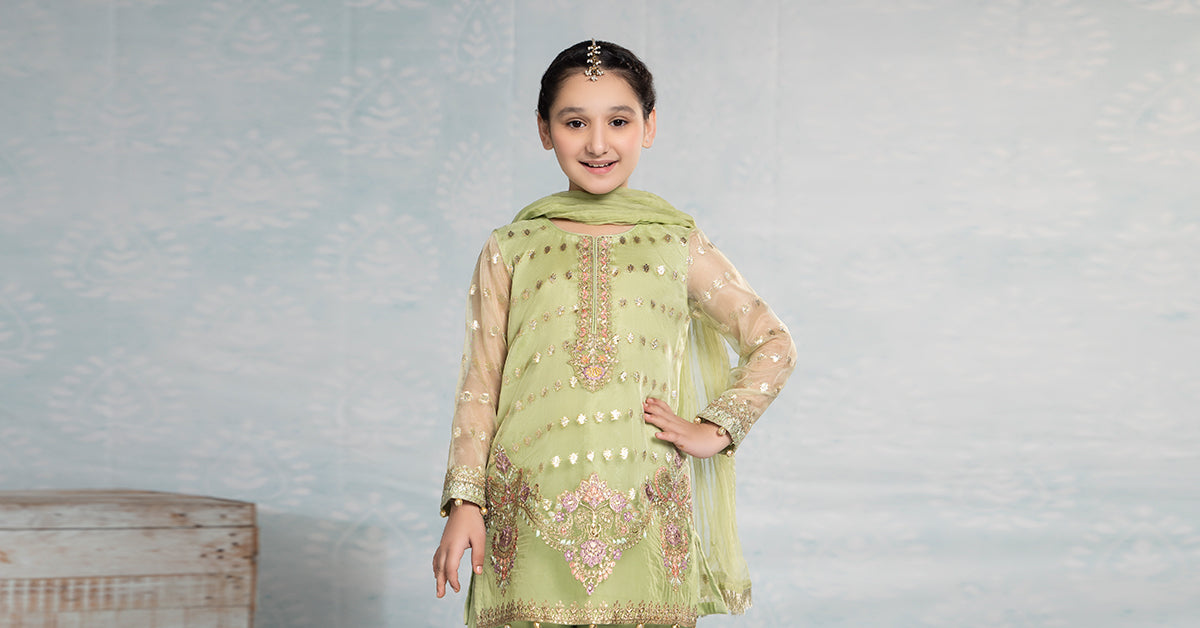 3 Piece Embroidered Organza Suit