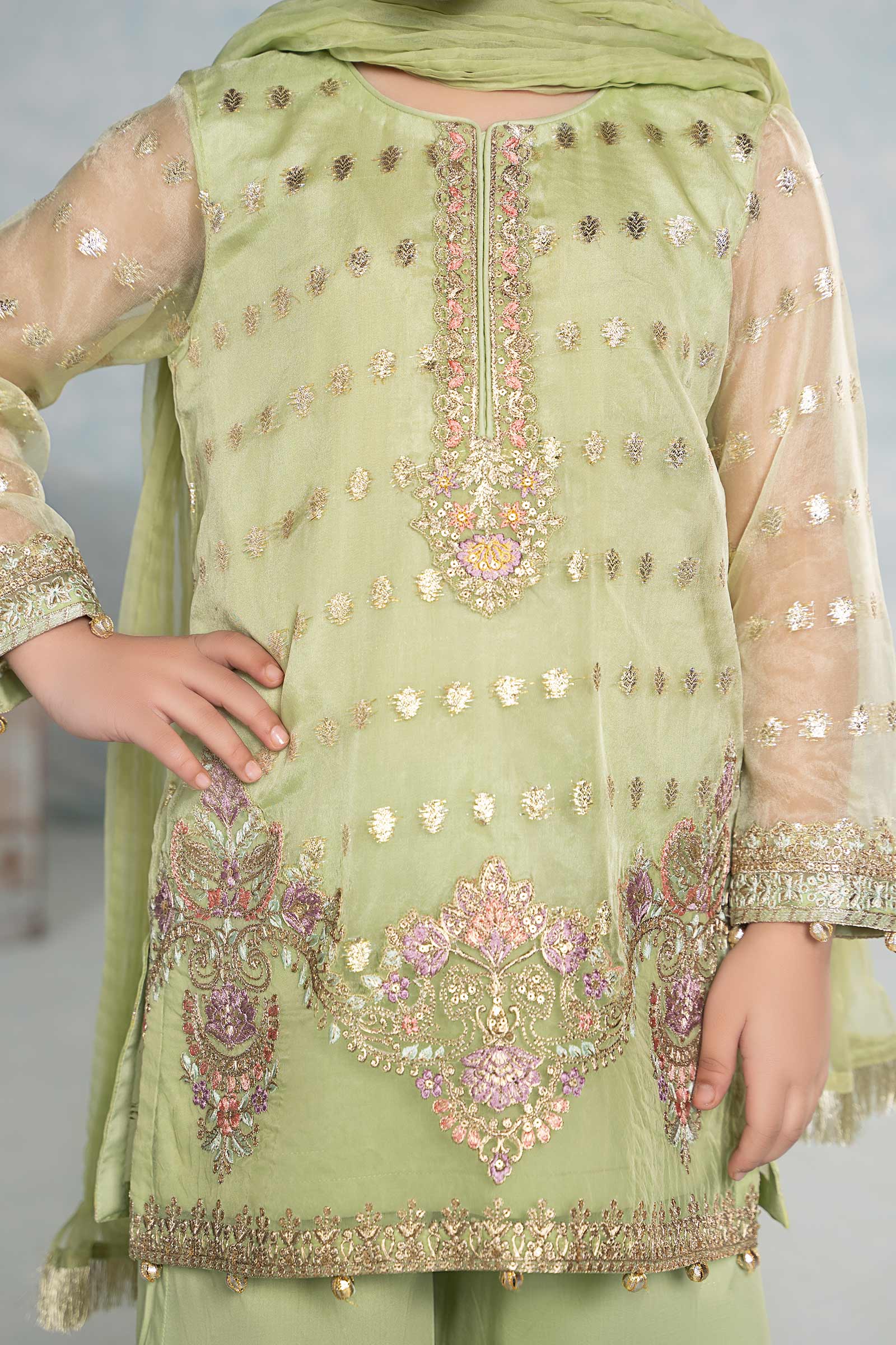 3 Piece Embroidered Organza Suit