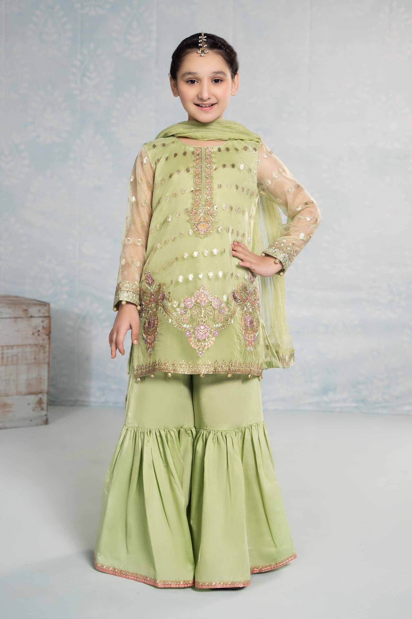 3 Piece Embroidered Organza Suit