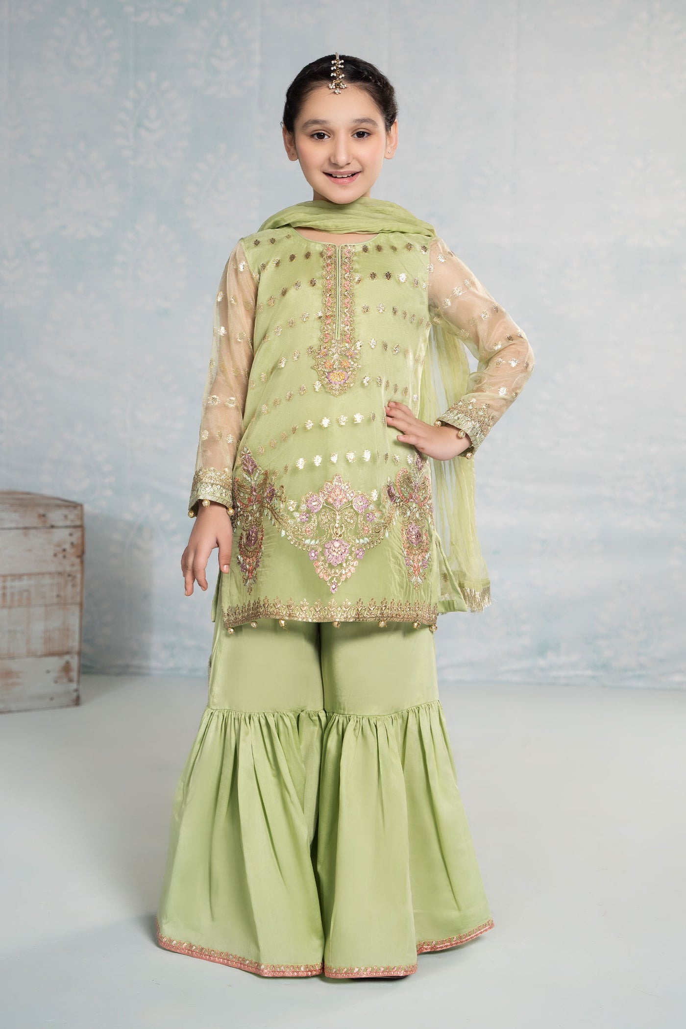 3 Piece Embroidered Organza Suit