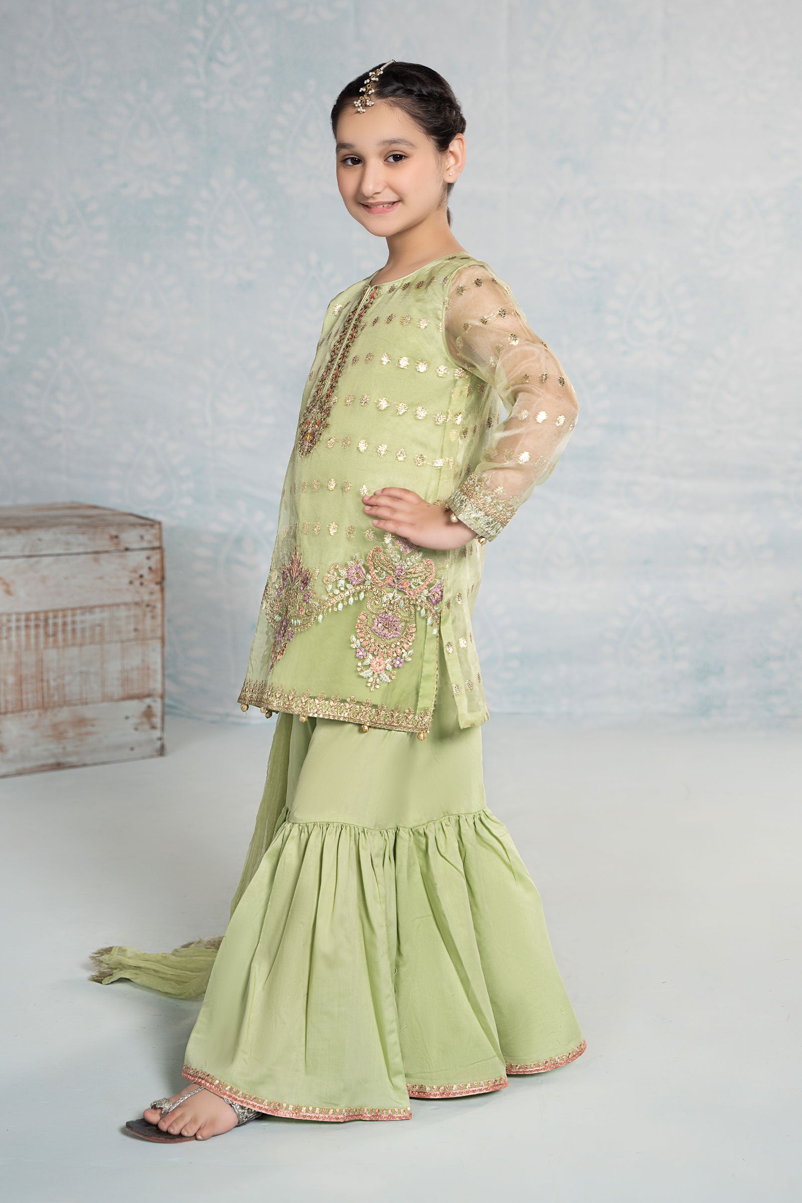 3 Piece Embroidered Organza Suit