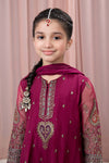 3 Piece Embroidered Raw Silk Suit