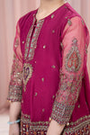 3 Piece Embroidered Raw Silk Suit