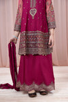 3 Piece Embroidered Raw Silk Suit