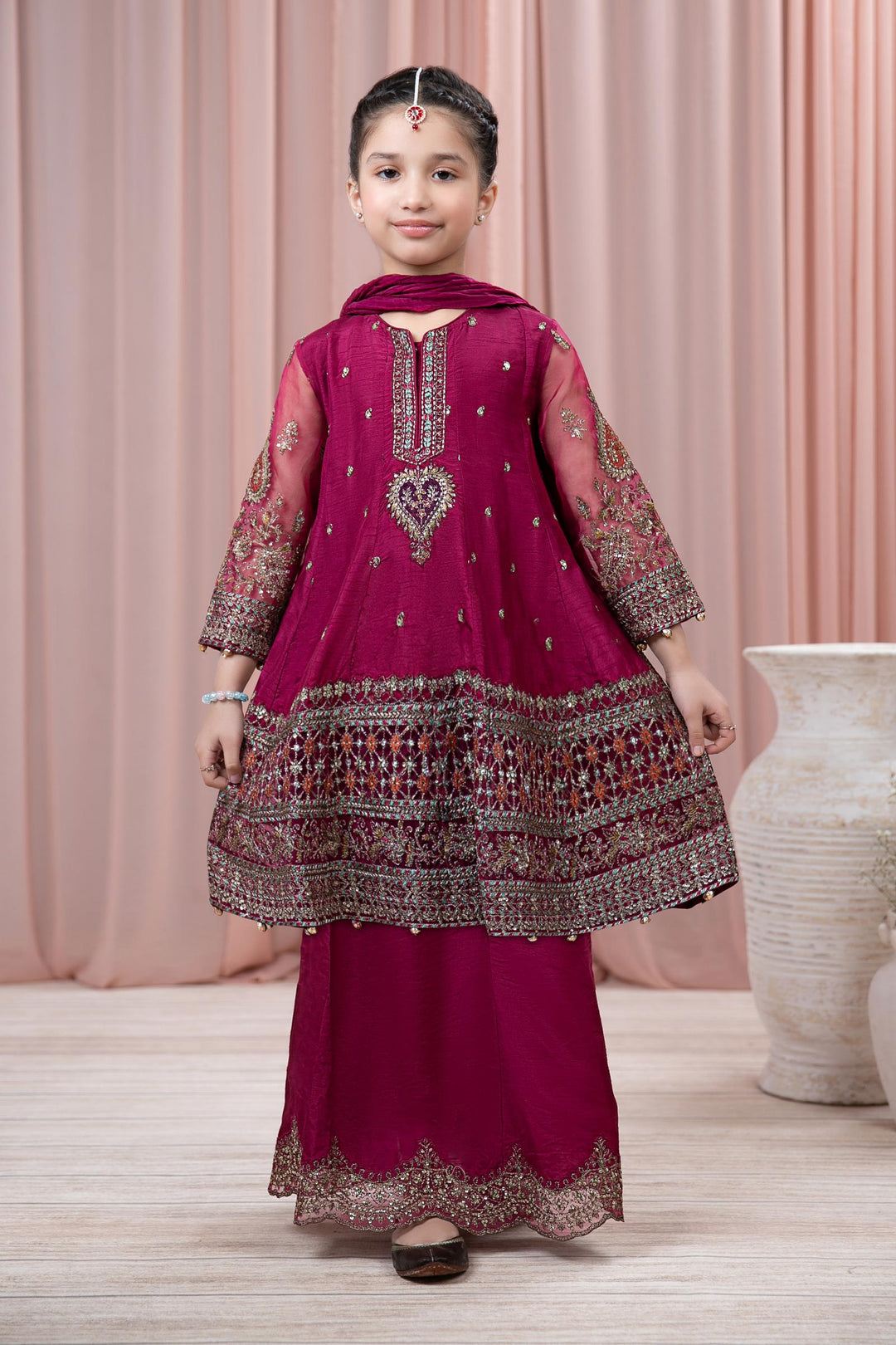 Maria B Kids Eid Dresses Piece Embroidered Raw Silk Suit