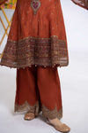3 Piece Embroidered Raw Silk Suit
