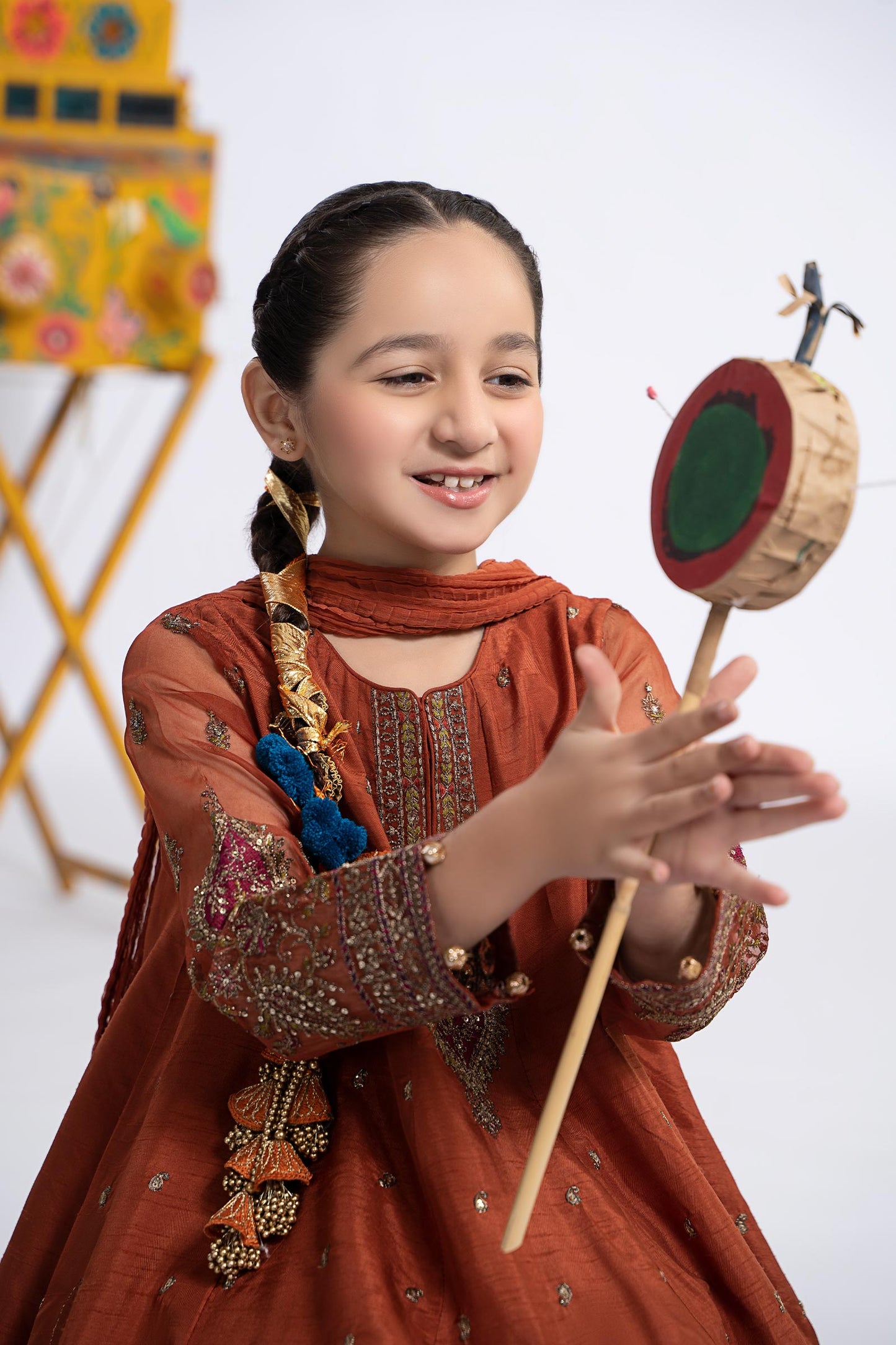 3 Piece Embroidered Raw Silk Suit