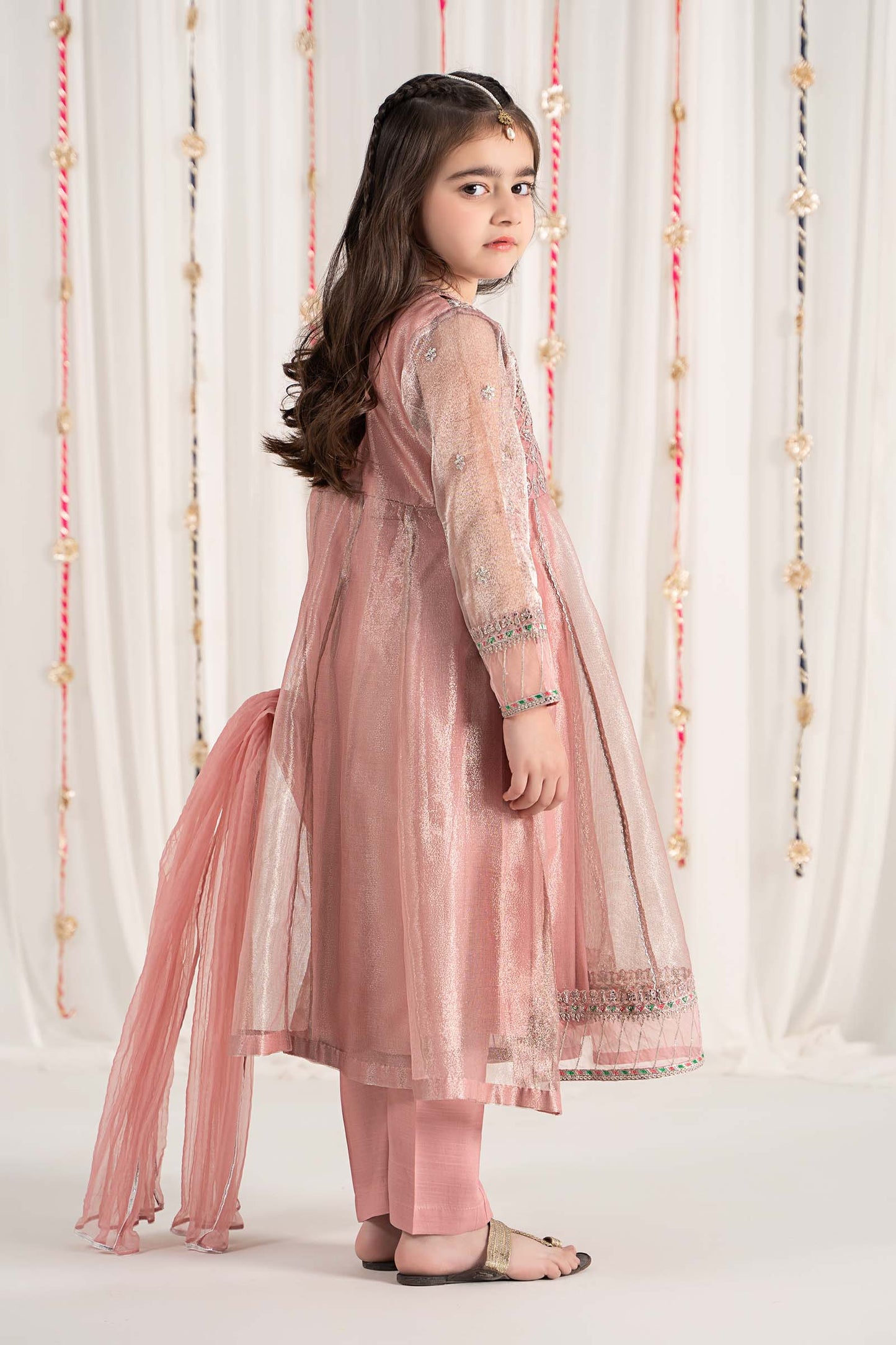 3 Piece Embroidered Zari Net Suit