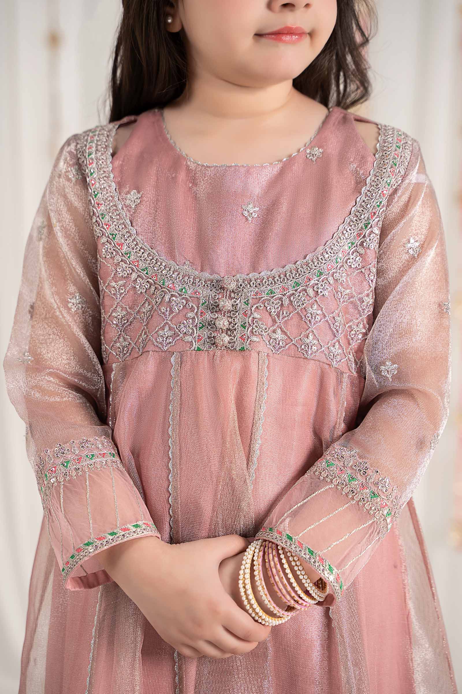 3 Piece Embroidered Zari Net Suit