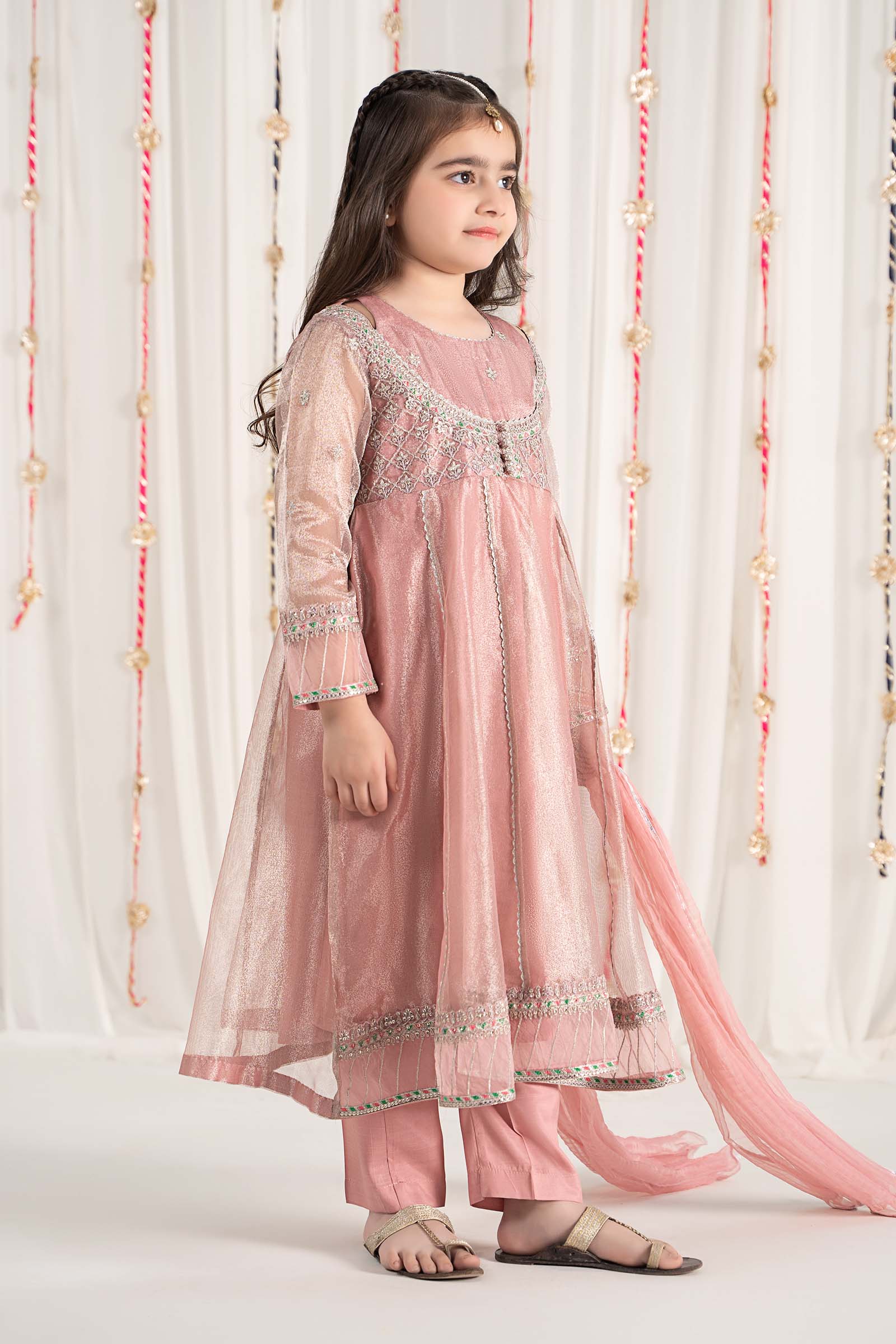 3 Piece Embroidered Zari Net Suit