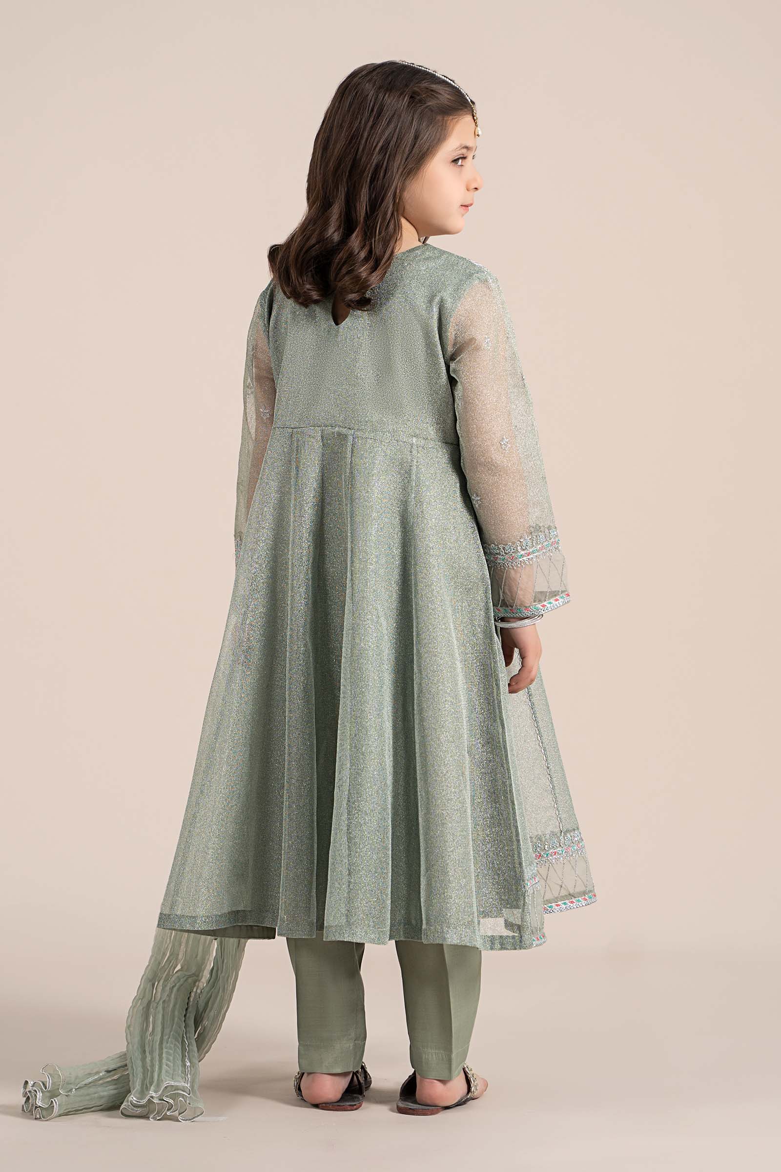 3 Piece Embroidered Zari Net Suit