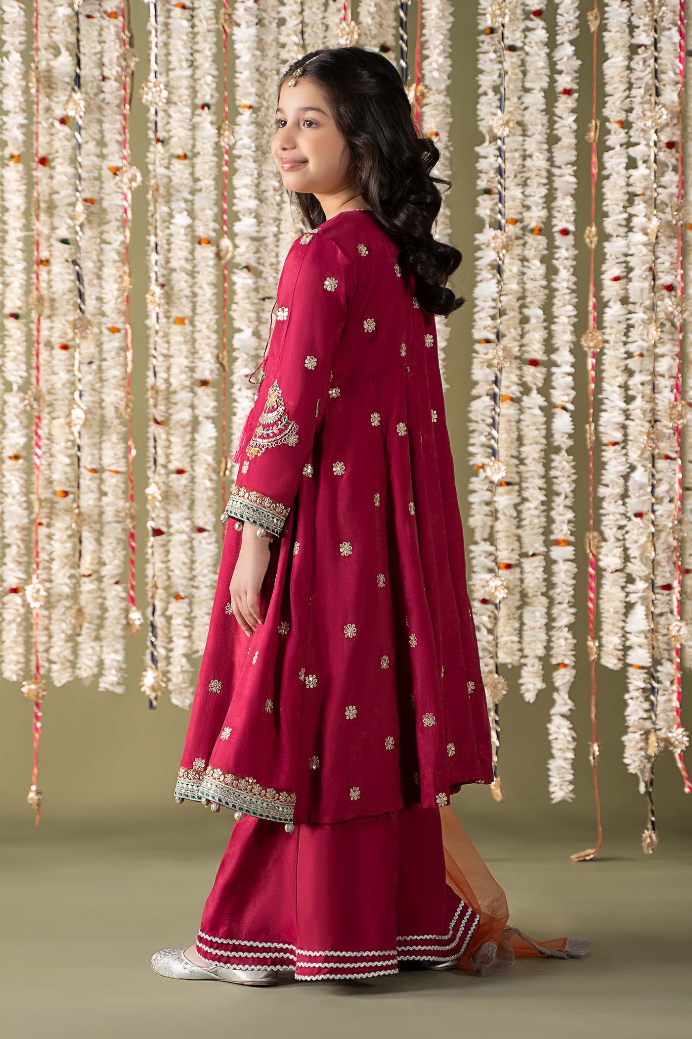 3 Piece Embroidered Raw Silk Suit