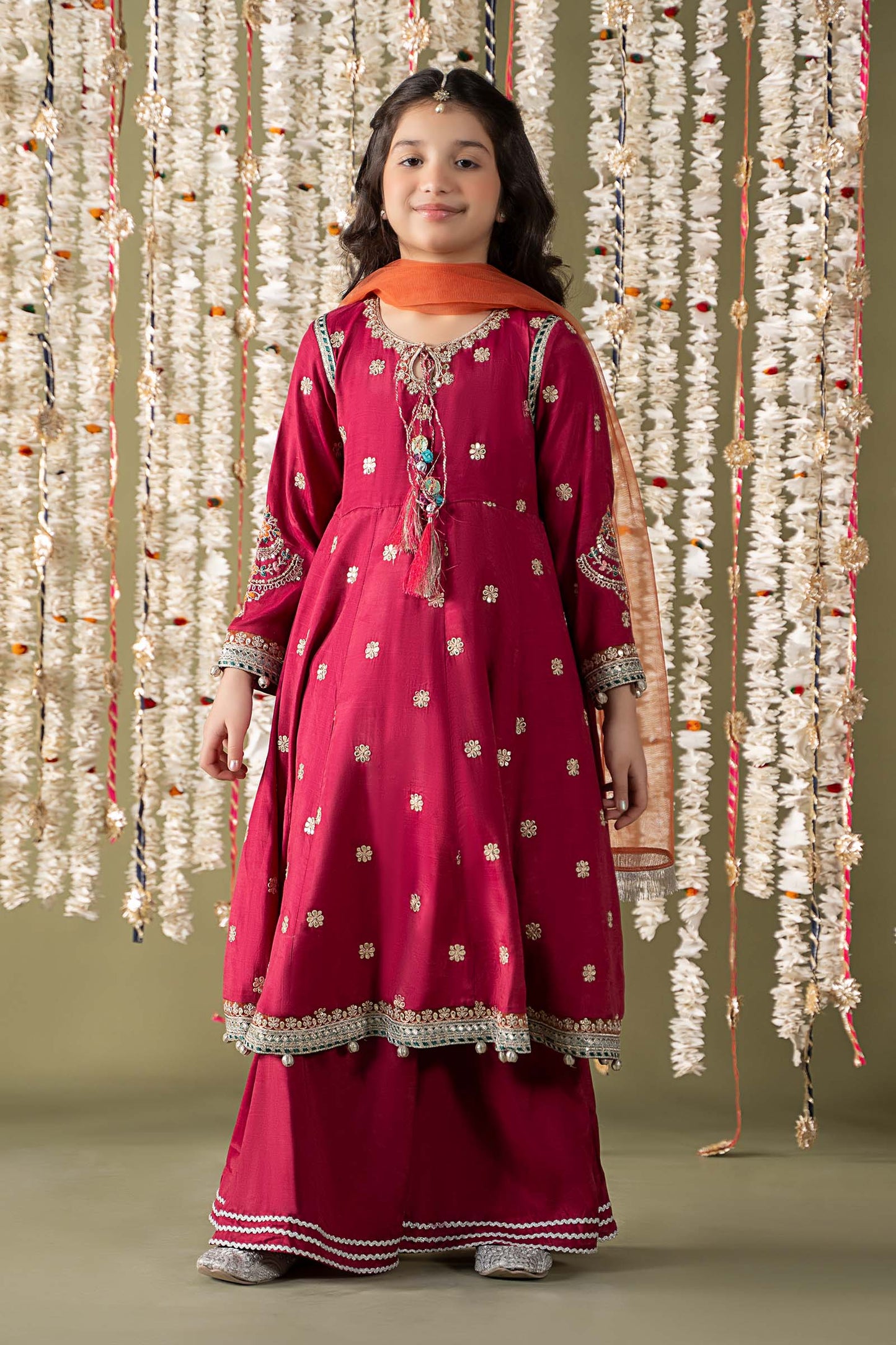3 Piece Embroidered Raw Silk Suit