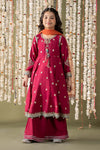 3 Piece Embroidered Raw Silk Suit