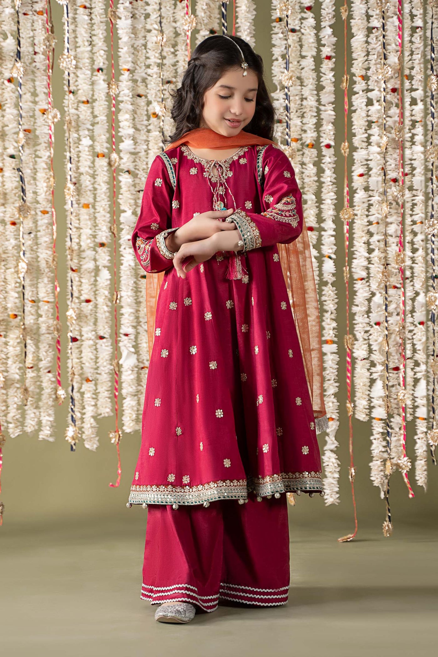 3 Piece Embroidered Raw Silk Suit