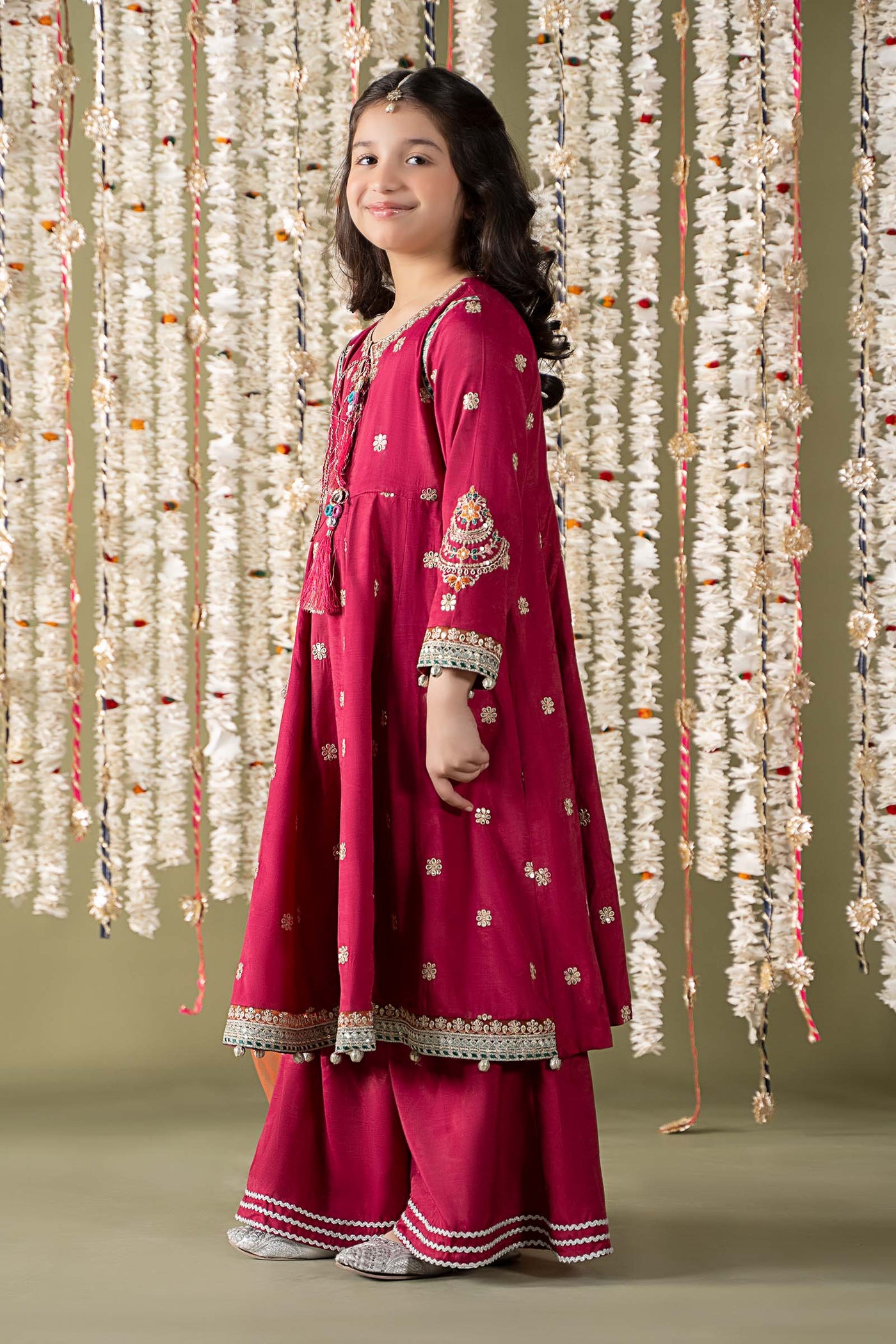 3 Piece Embroidered Raw Silk Suit