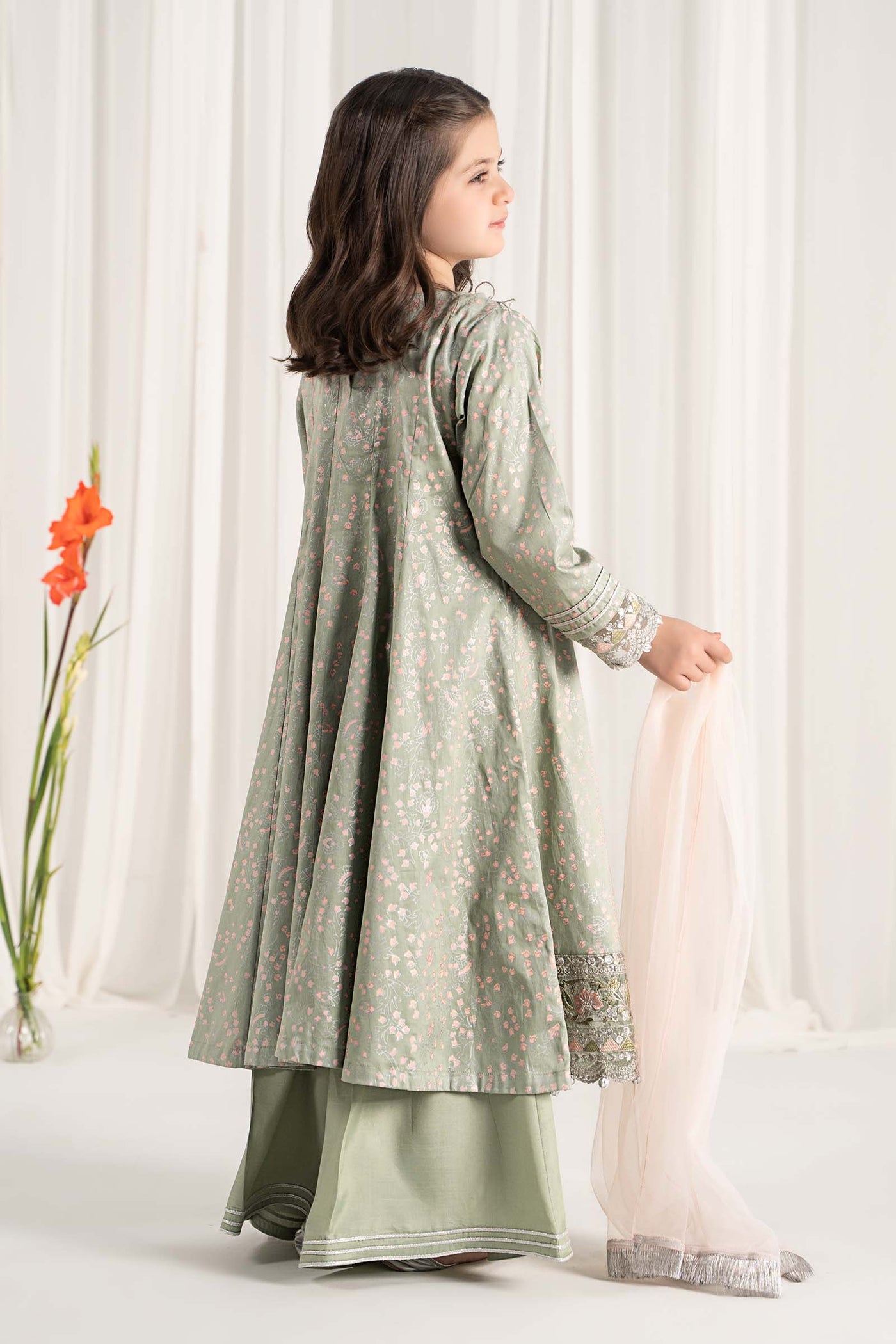 3 Piece Embroidered Cotton Satin Suit