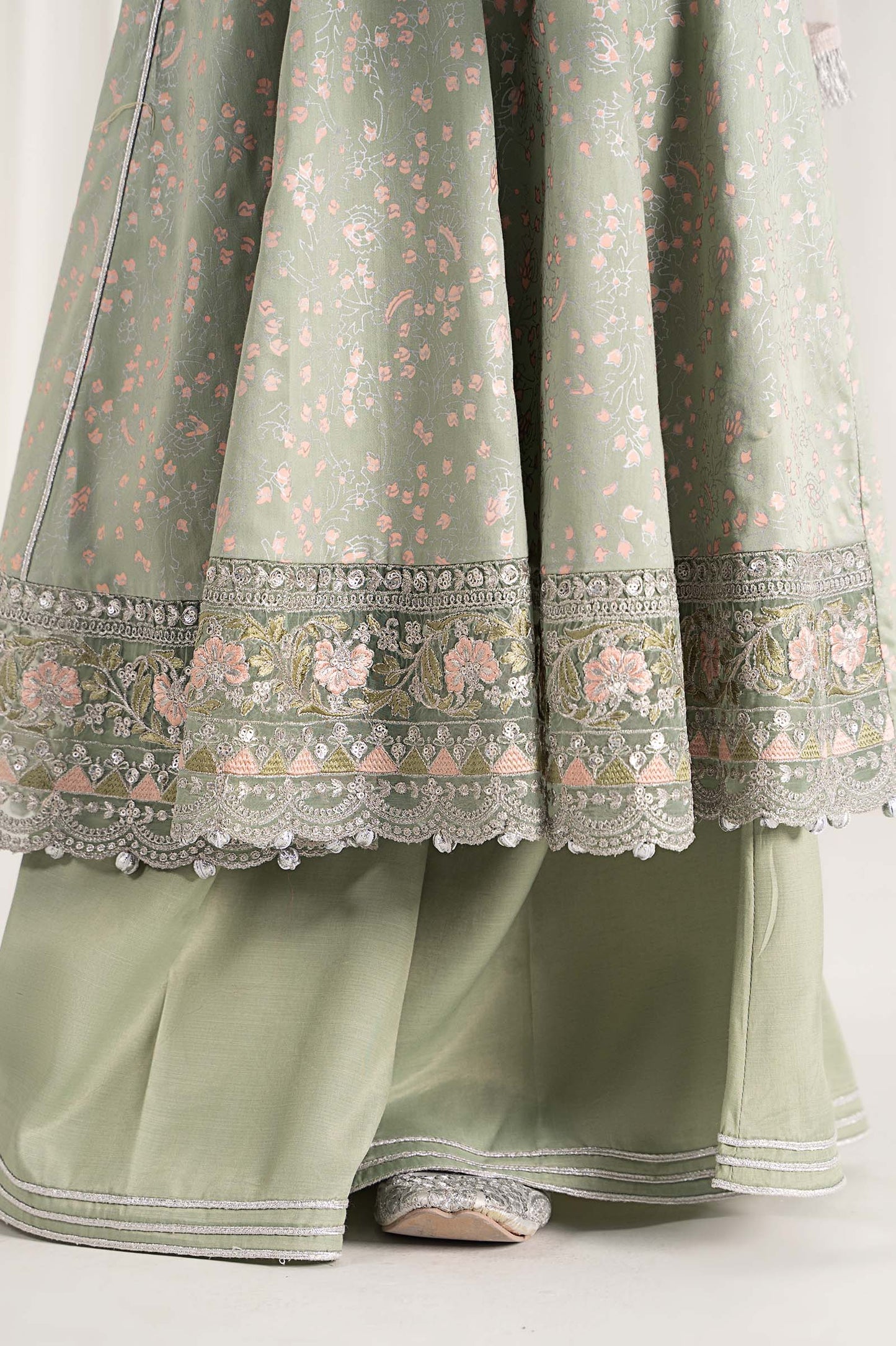 3 Piece Embroidered Cotton Satin Suit
