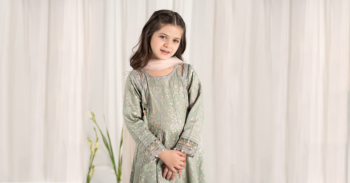 3 Piece Embroidered Cotton Satin Suit