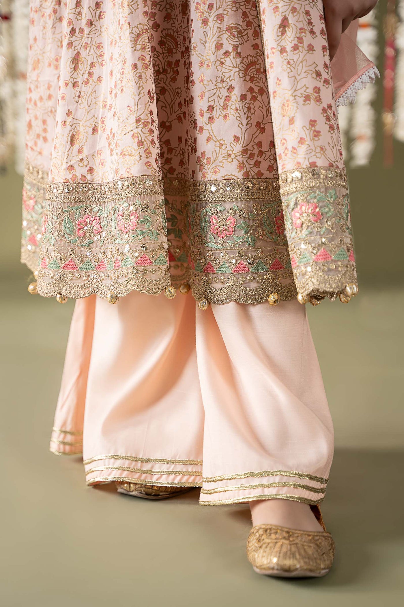 3 Piece Embroidered Cotton Satin Suit