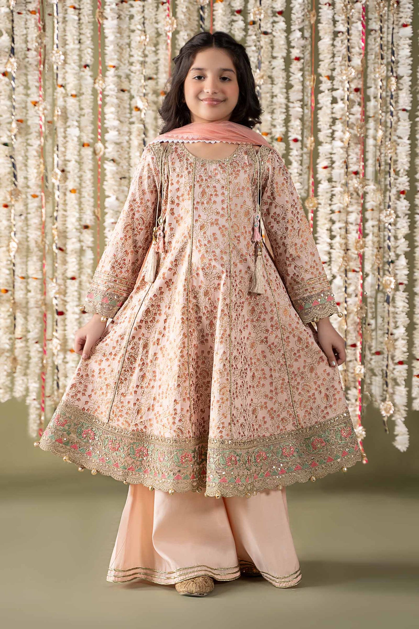 3 Piece Embroidered Cotton Satin Suit