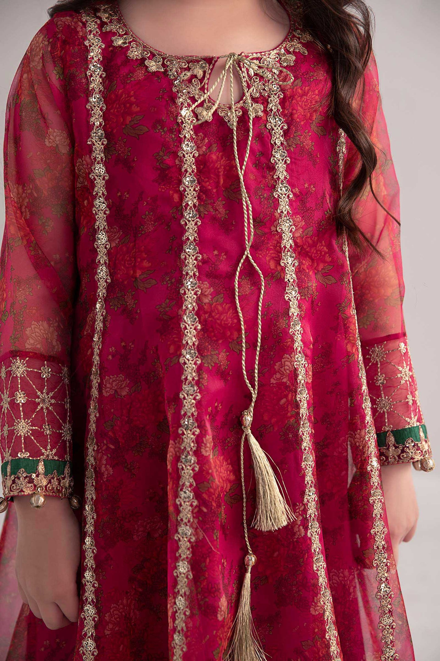3 Piece Embroidered Poly Organza Suit