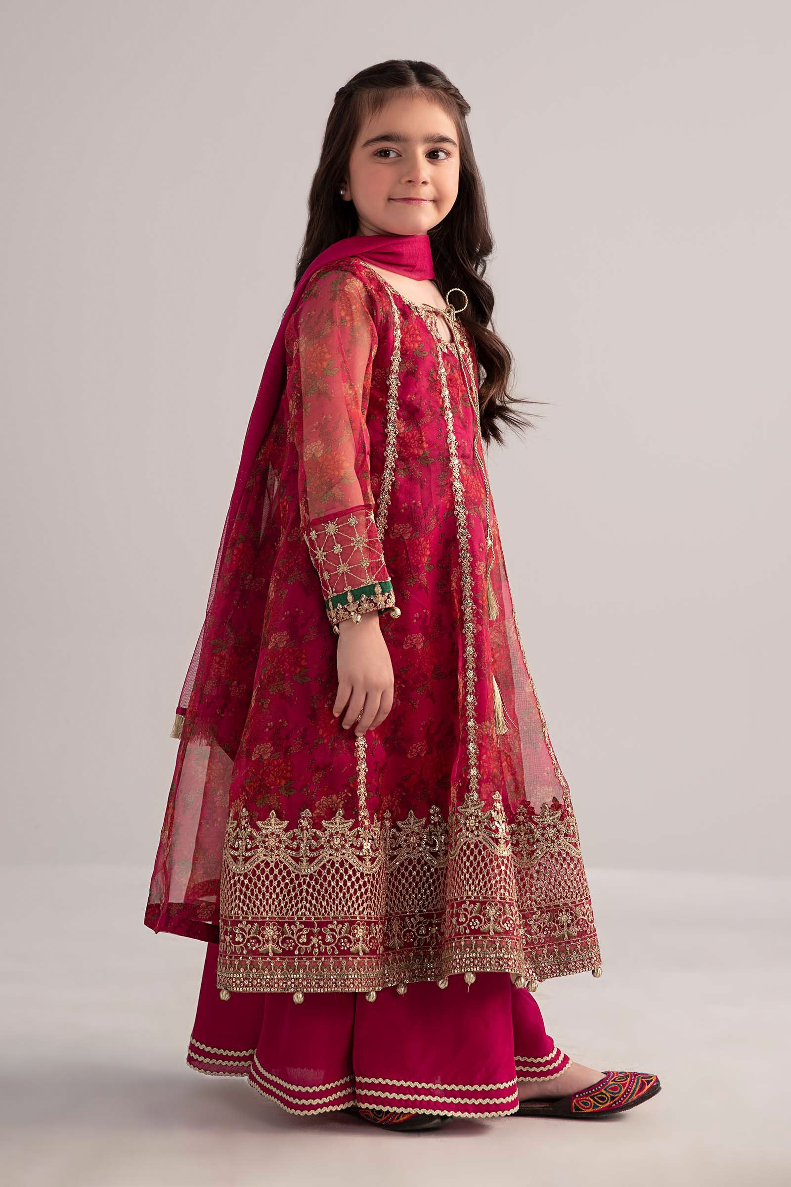 3 Piece Embroidered Poly Organza Suit