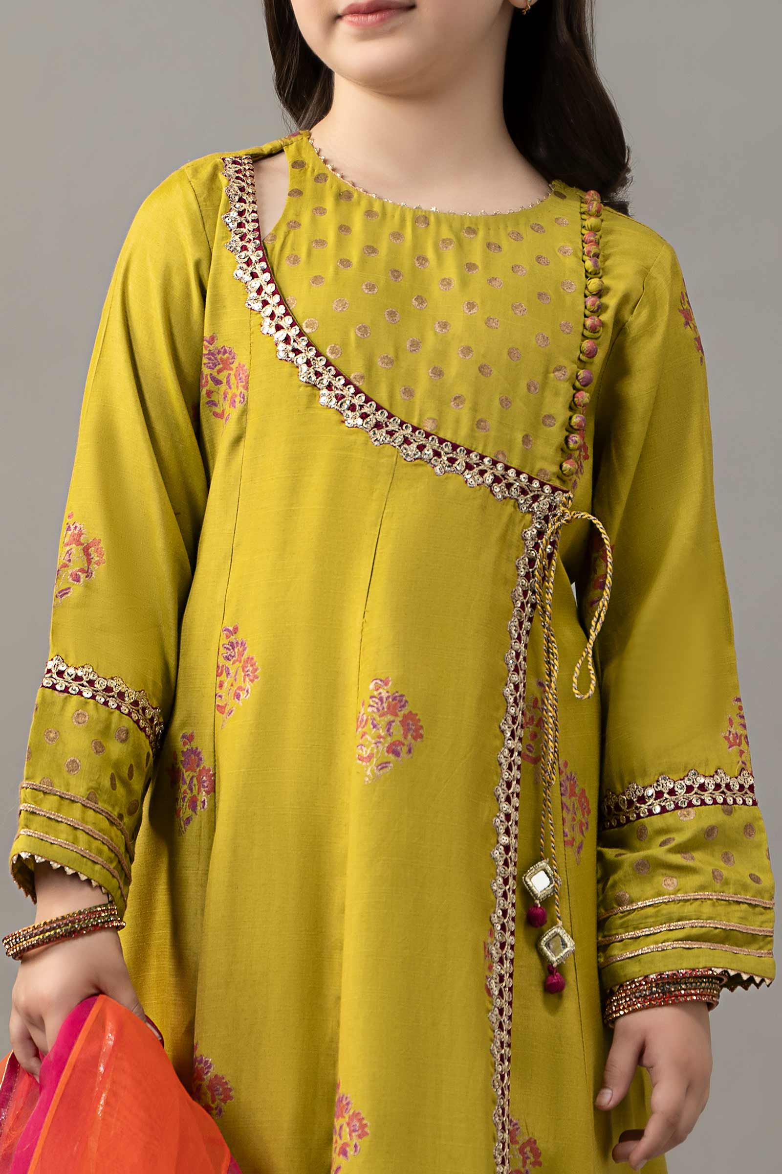 3 Piece Embroidered Raw Silk Suit