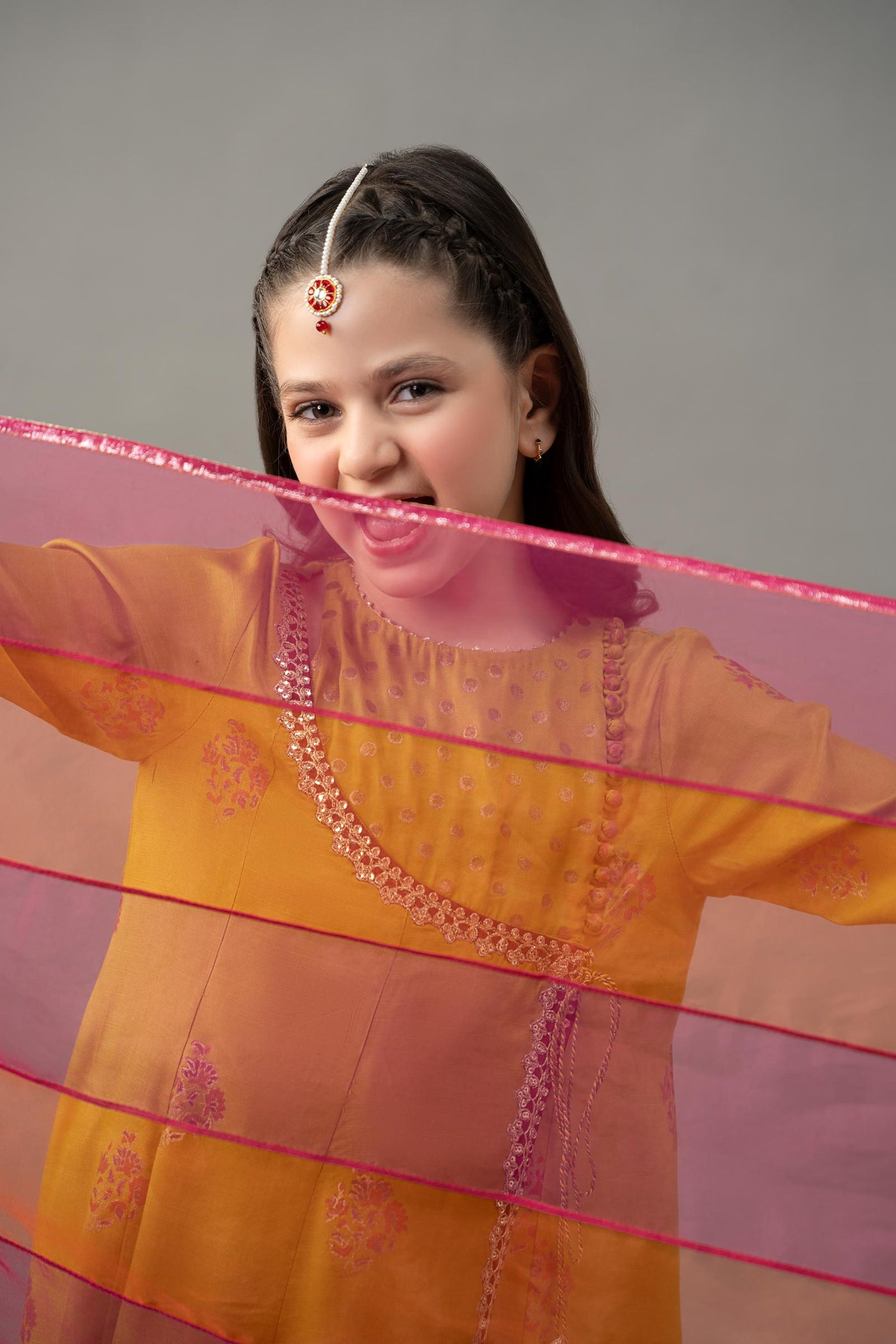 3 Piece Embroidered Raw Silk Suit