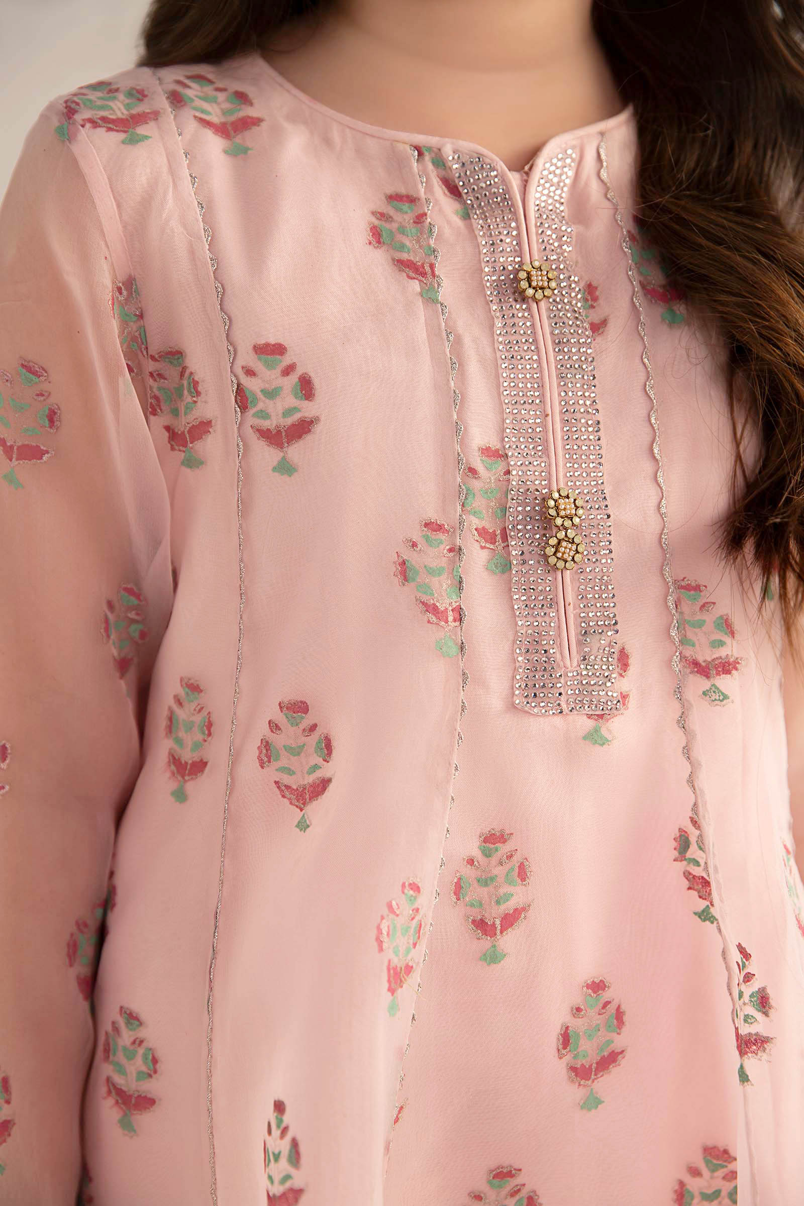 3 Piece Printed Poly Organza Suit