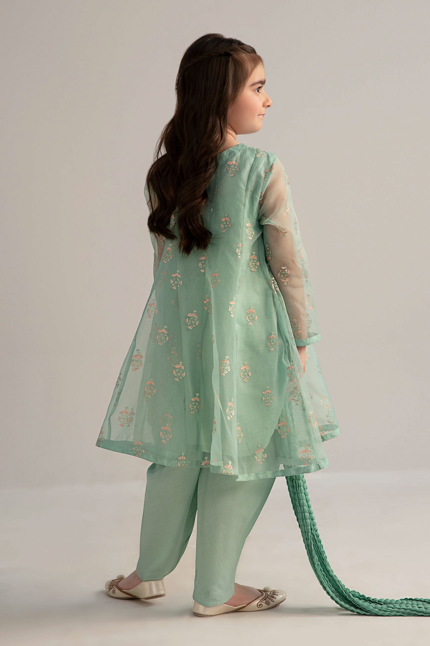 3 Piece Printed Poly Organza Suit