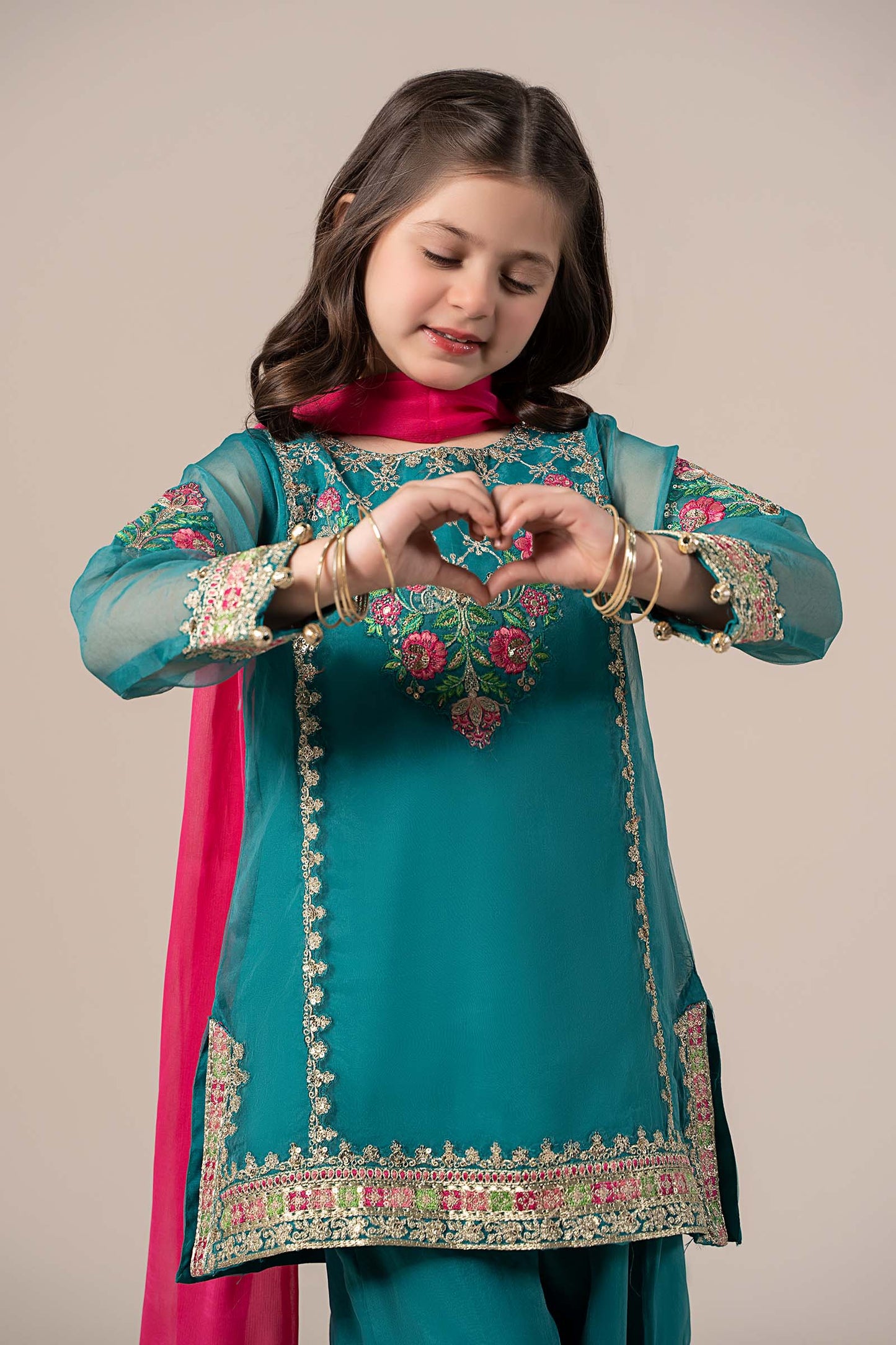 3 Piece Embroidered Organza Suit